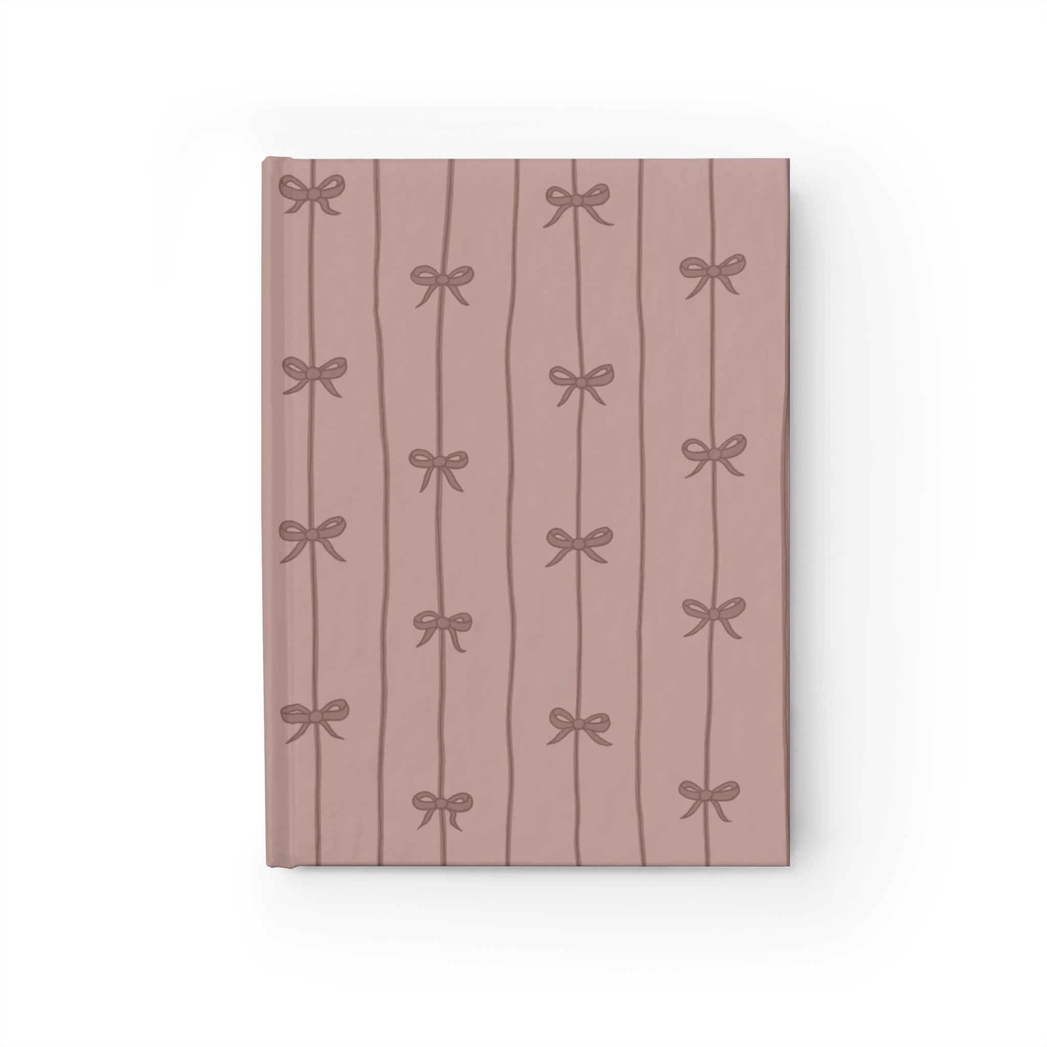 Hardcover Blush Bow Pattern Ruled Journal — Lined Notebook for Notes & Daily Planning