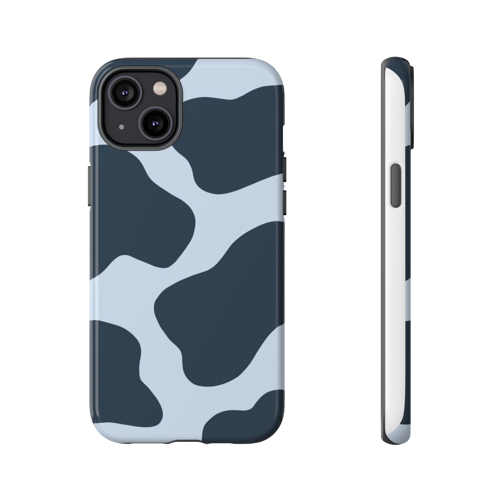 Cow Print Tough iPhone Case — Blue Black Abstract Pattern