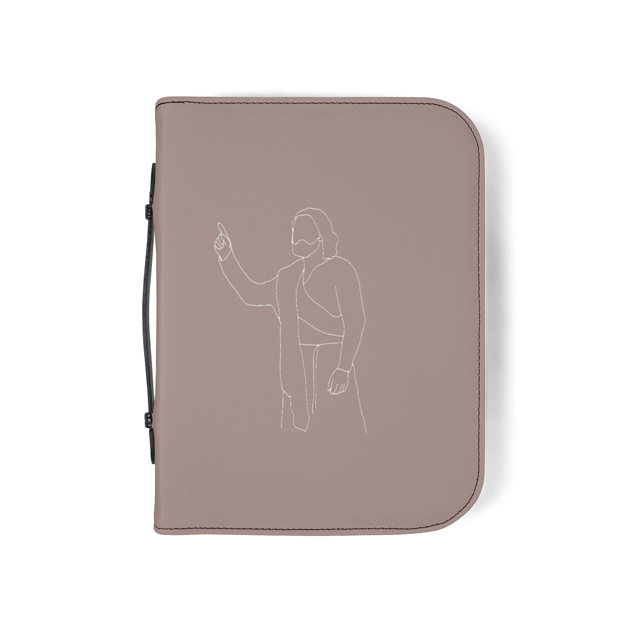 Minimalist Jesus Outline Bible Cover — Zippered Leatherette Bible Case for Women & Men