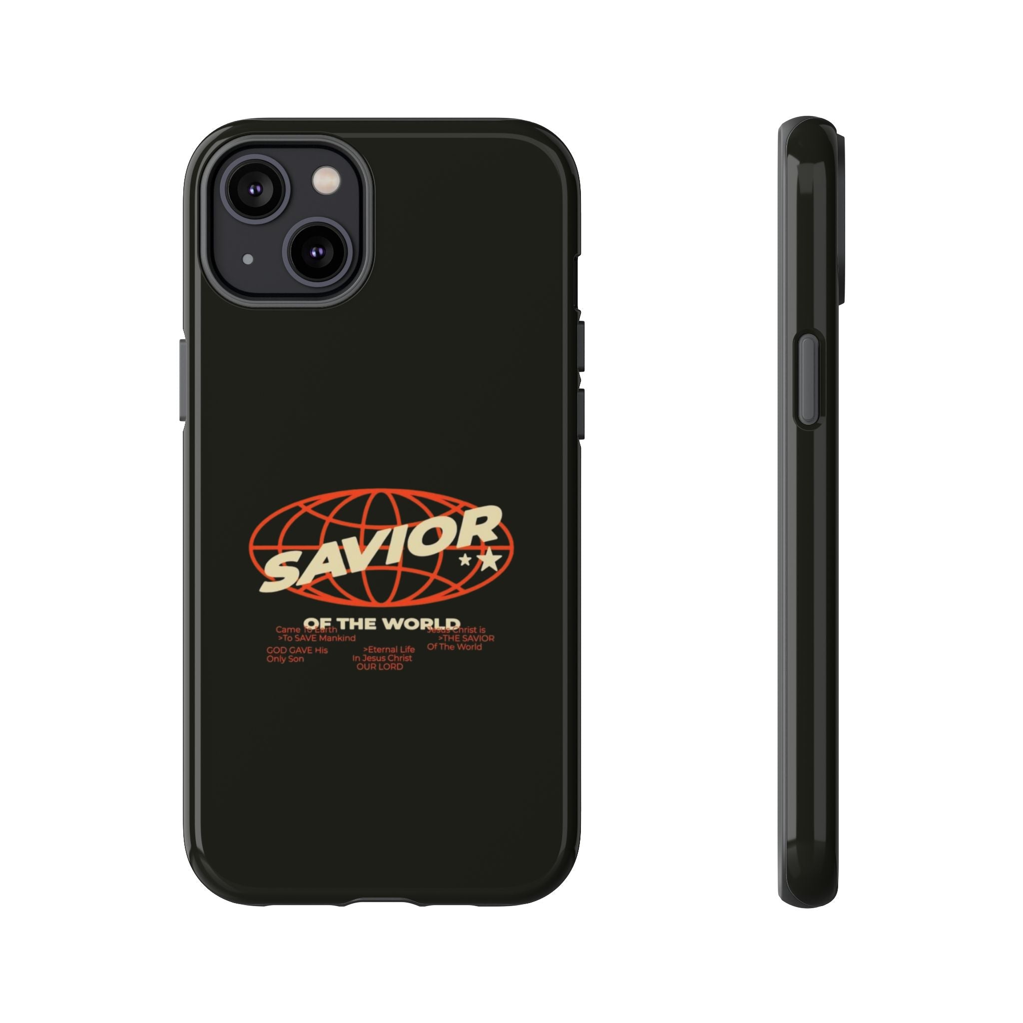 Savior of the World Black Protective Phone Case — Retro Globe Design