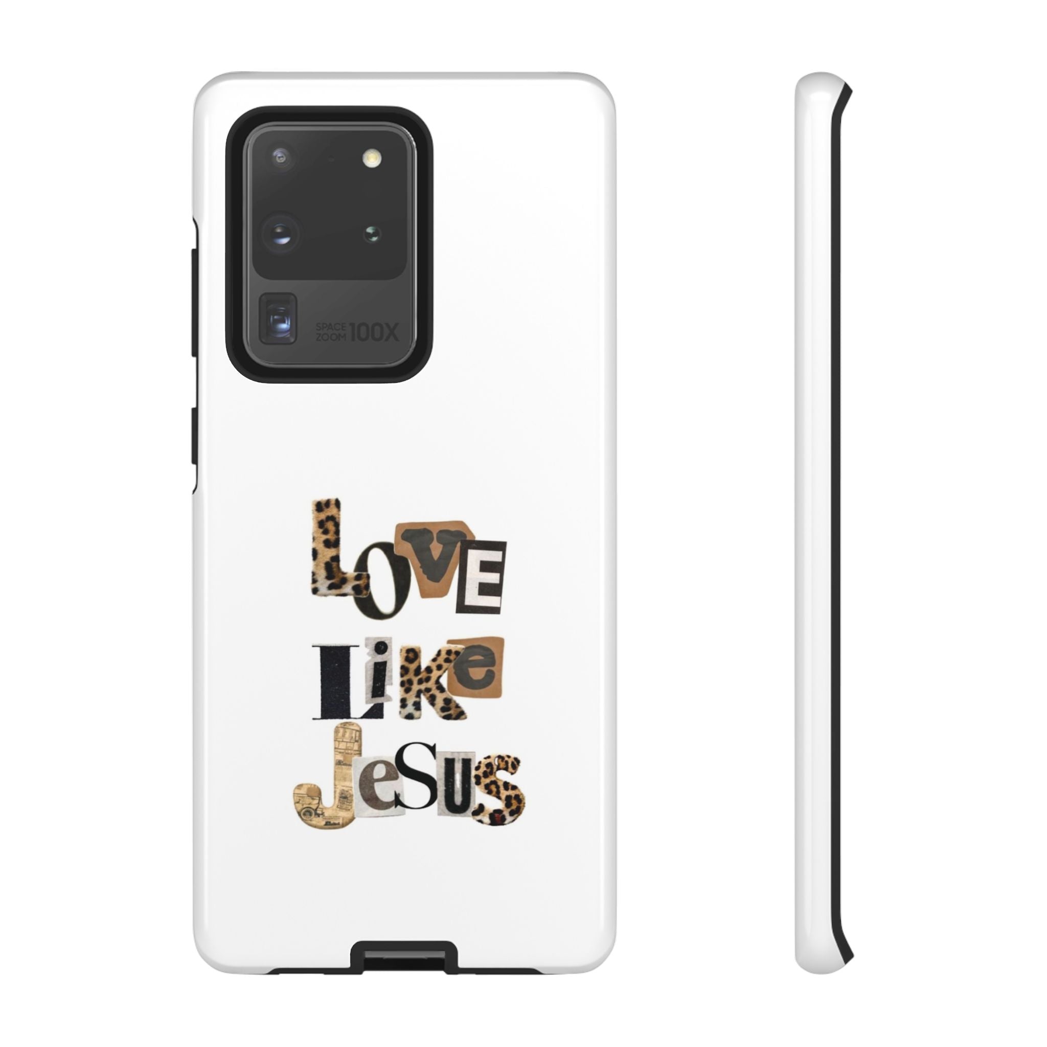 "Love Like Jesus" Leopard Print Christian Tough Phone Case