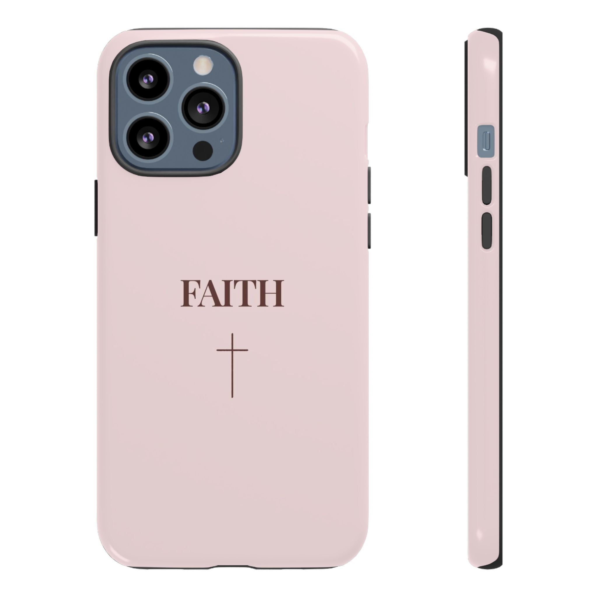 Faith Cross Tough Phone Case — Minimal Pink Christian iPhone Cover