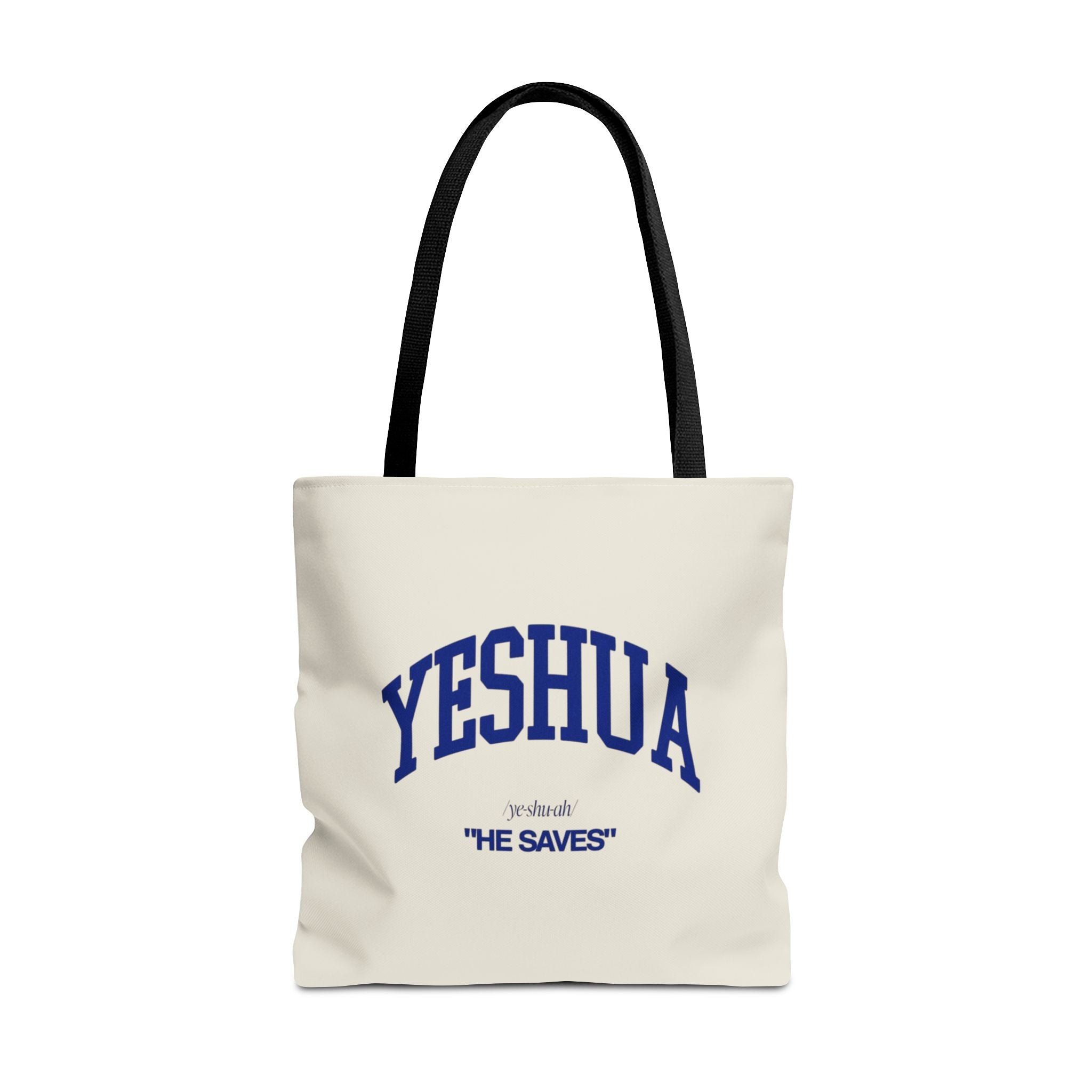 Yeshua 'He Saves' Scripture Tote Bag — Faith-Based Christian Canvas Tote