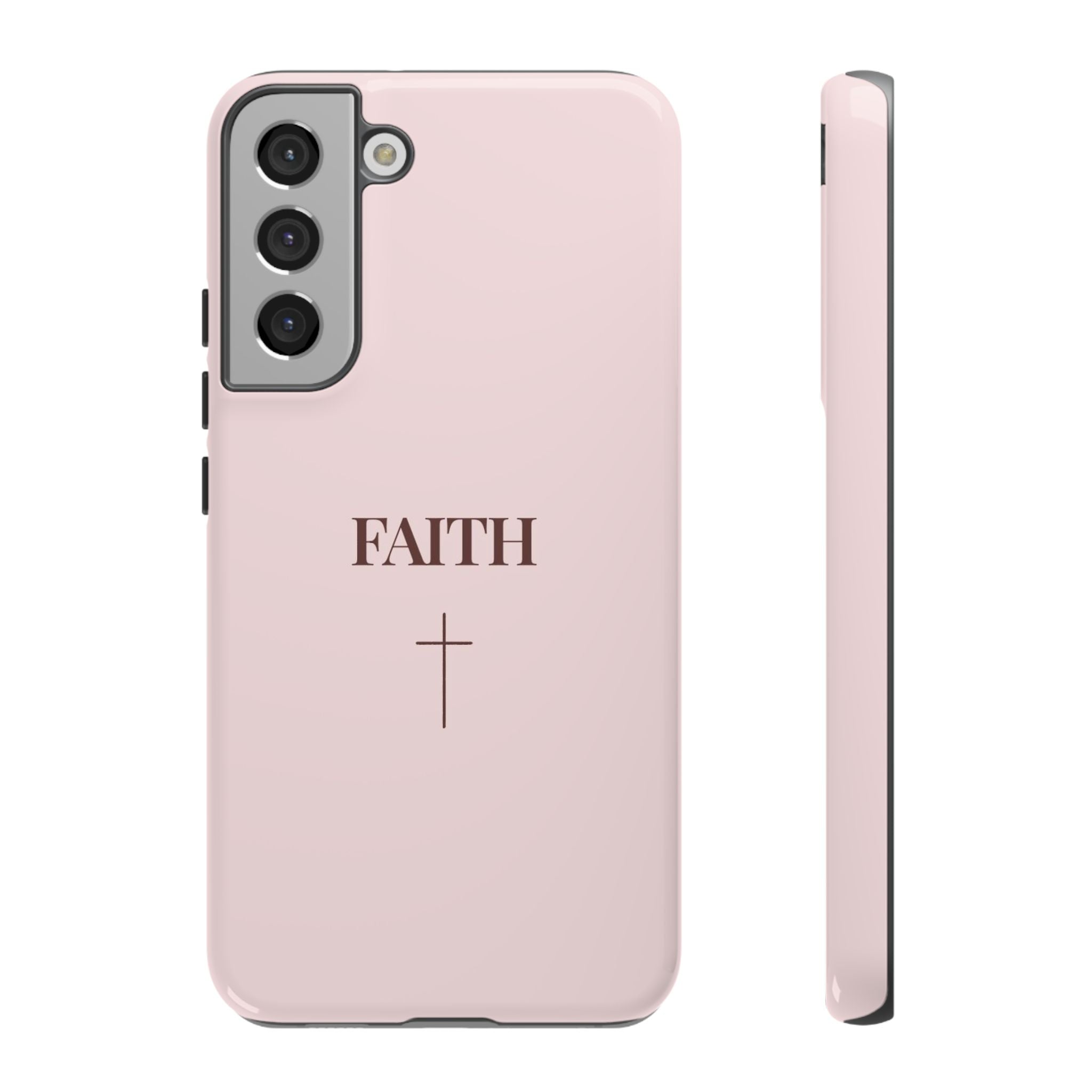 Faith Cross Tough Phone Case — Minimal Pink Christian iPhone Cover