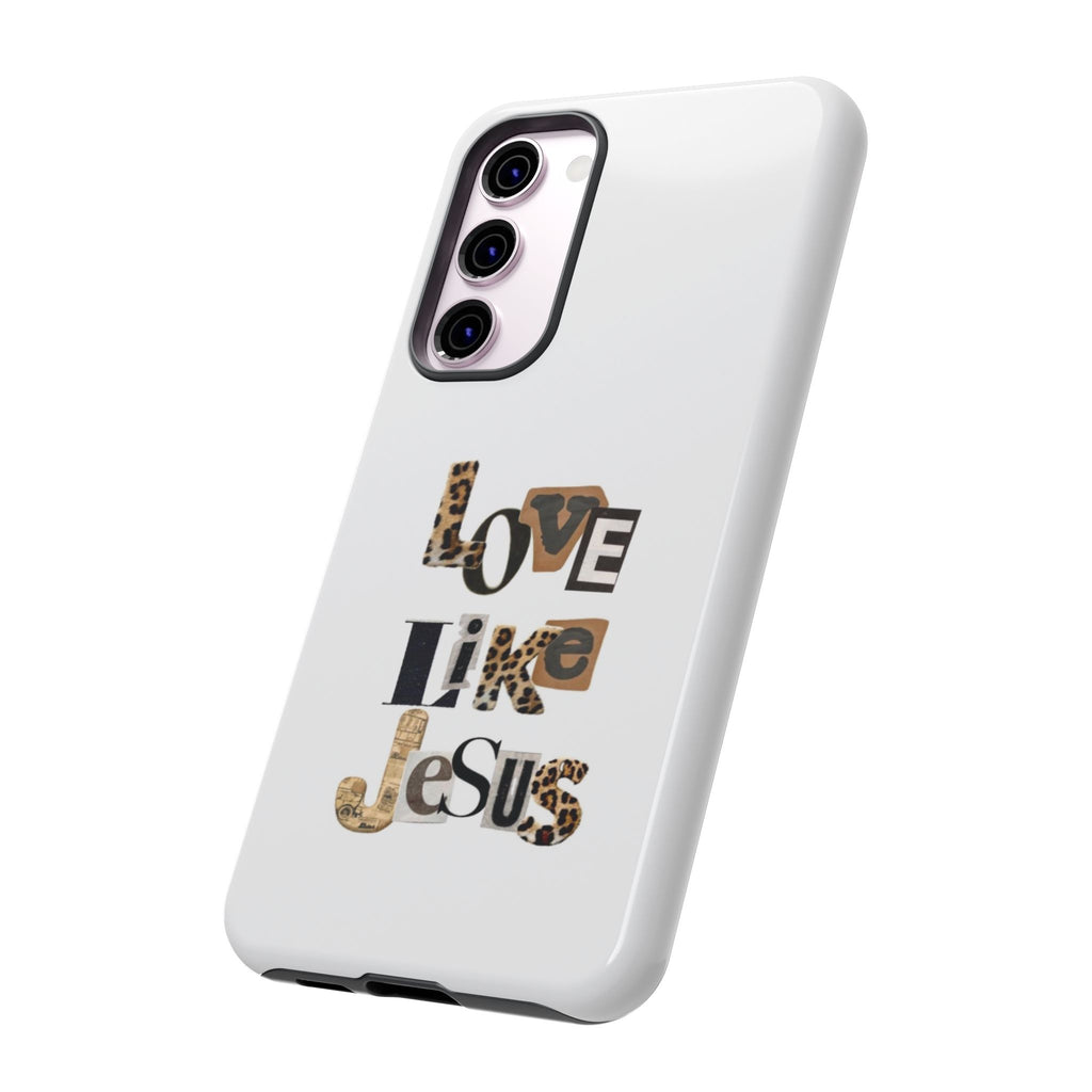 "Love Like Jesus" Leopard Print Christian Tough Phone Case