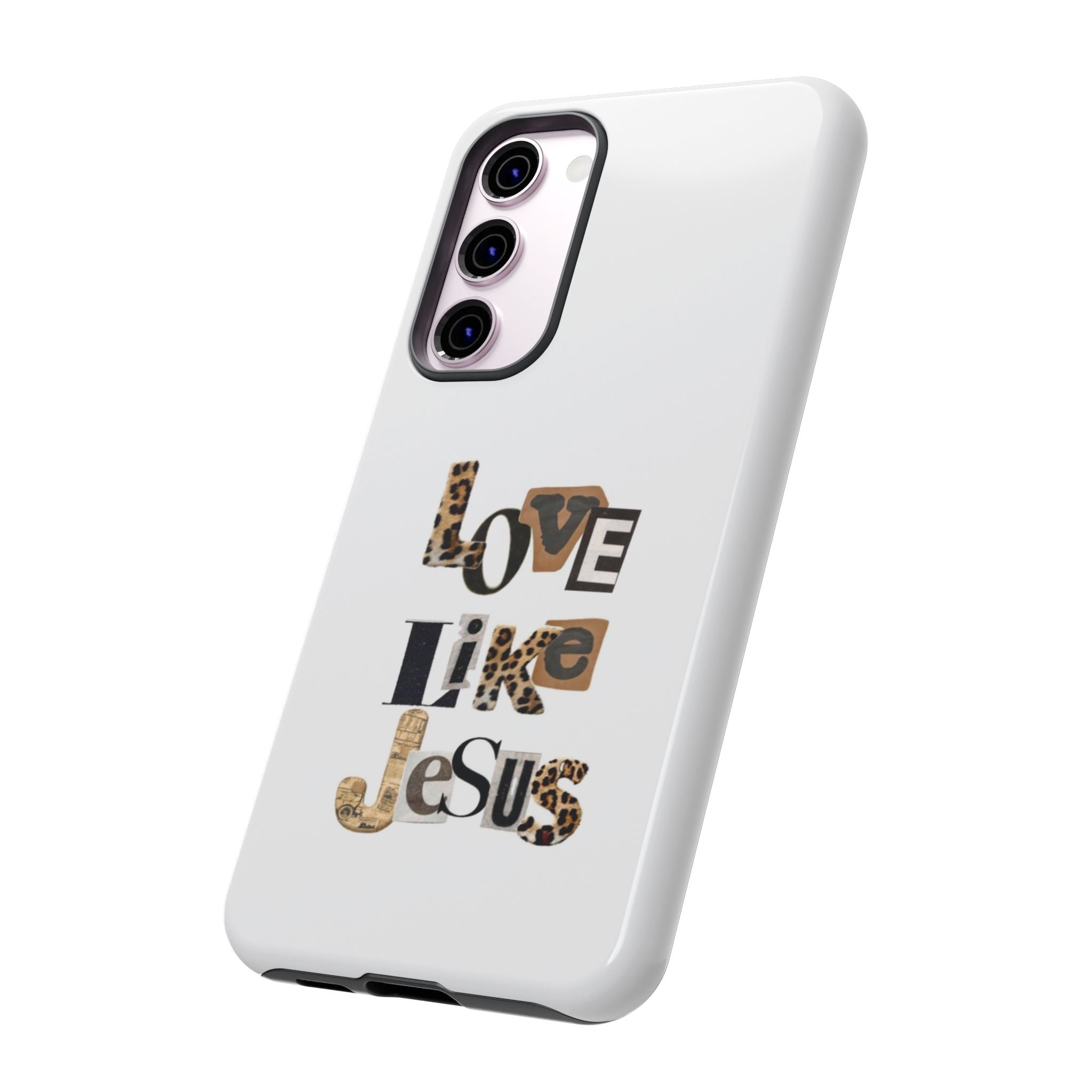 "Love Like Jesus" Leopard Print Christian Tough Phone Case