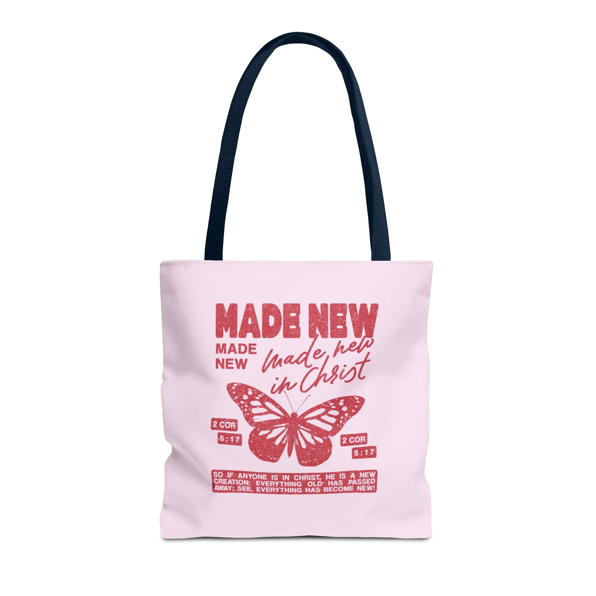 "Made New in Christ" Pink Butterfly Tote