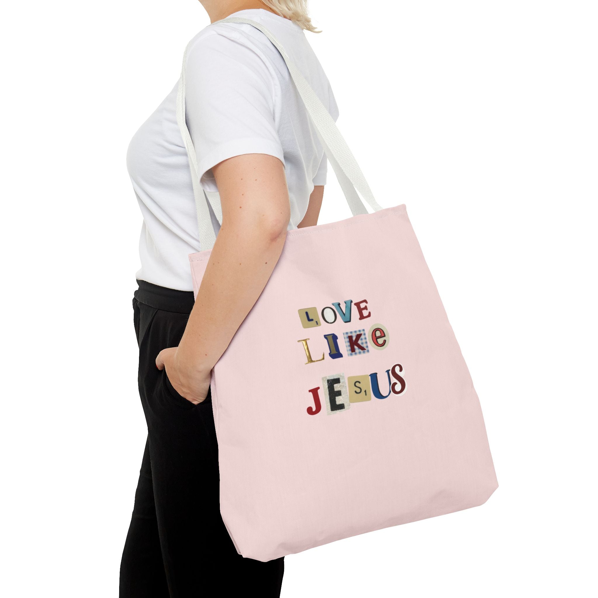 Love Like Jesus Tote Bag — Christian Inspirational Pink Everyday Tote