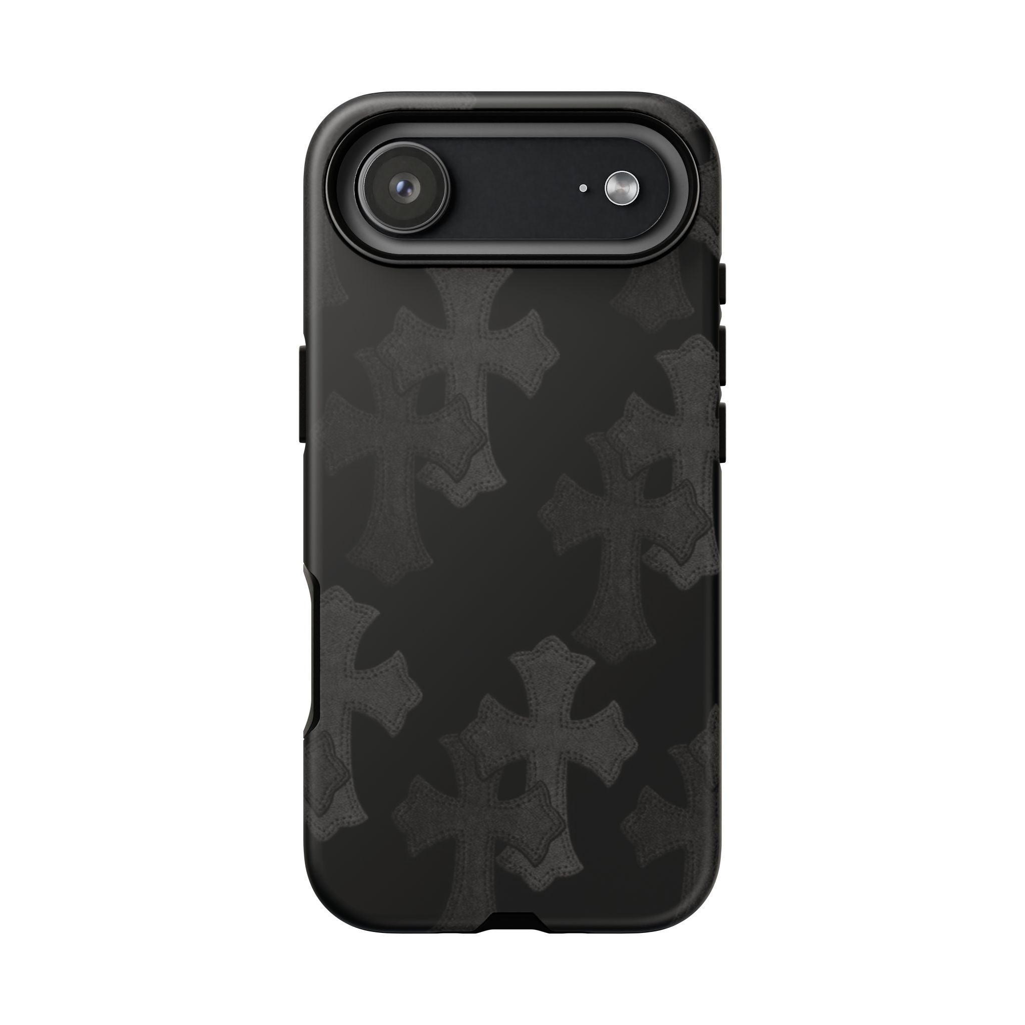 Black Cross Pattern Tough iPhone Case — Gothic Protective iPhone Cover