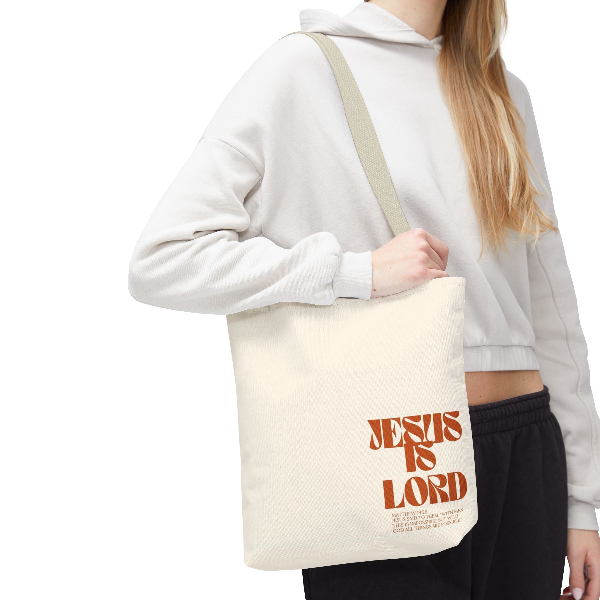 "Jesus Is Lord" Tote Bag — Faith-Based Christian Quote Everyday Tote