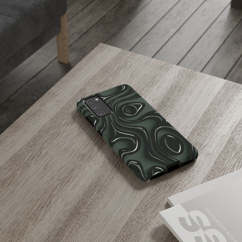 Dark Green Abstract Swirl Tough Phone Case