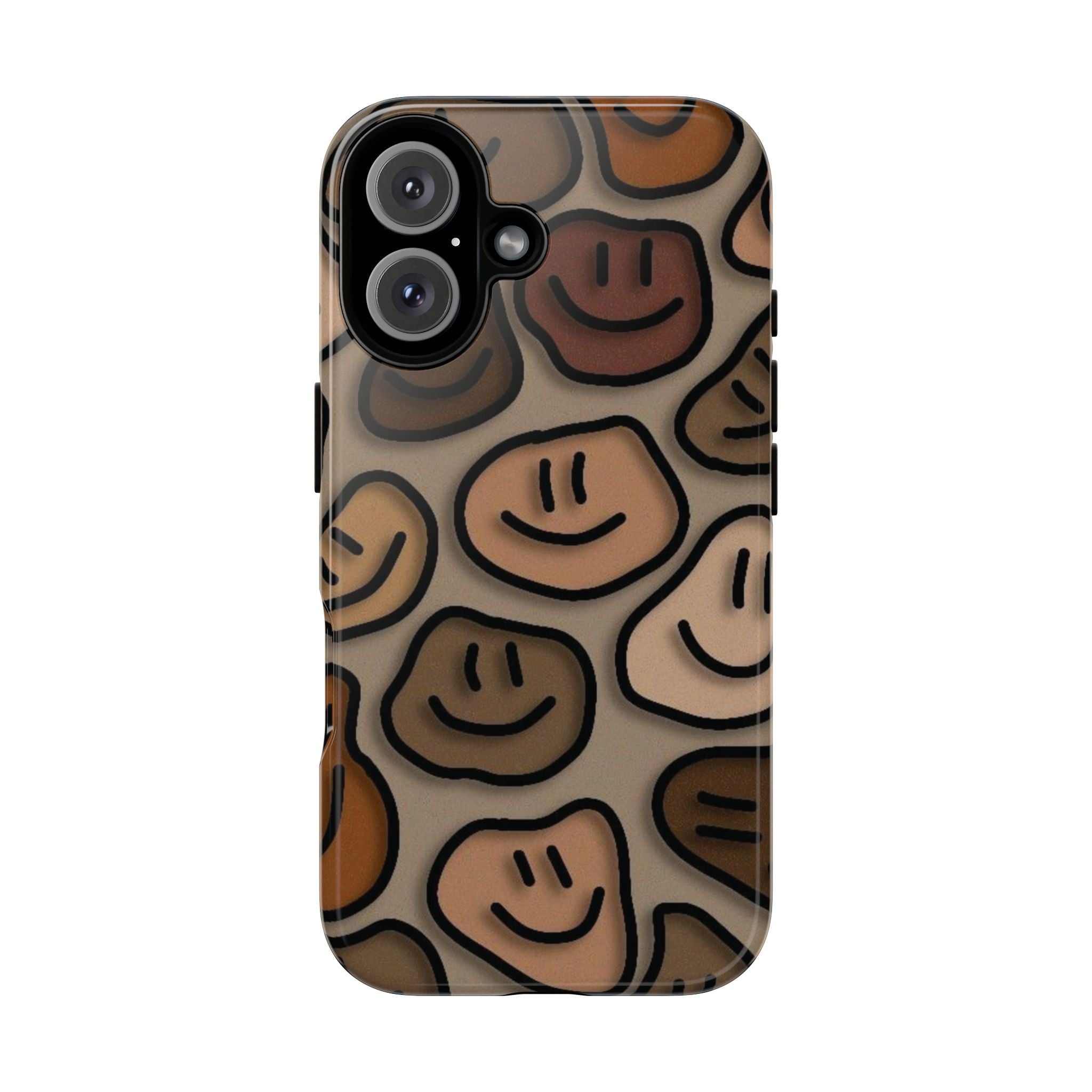 Smiley Faces iPhone Case — Neutral Brown Diverse Smiles Protective Cover