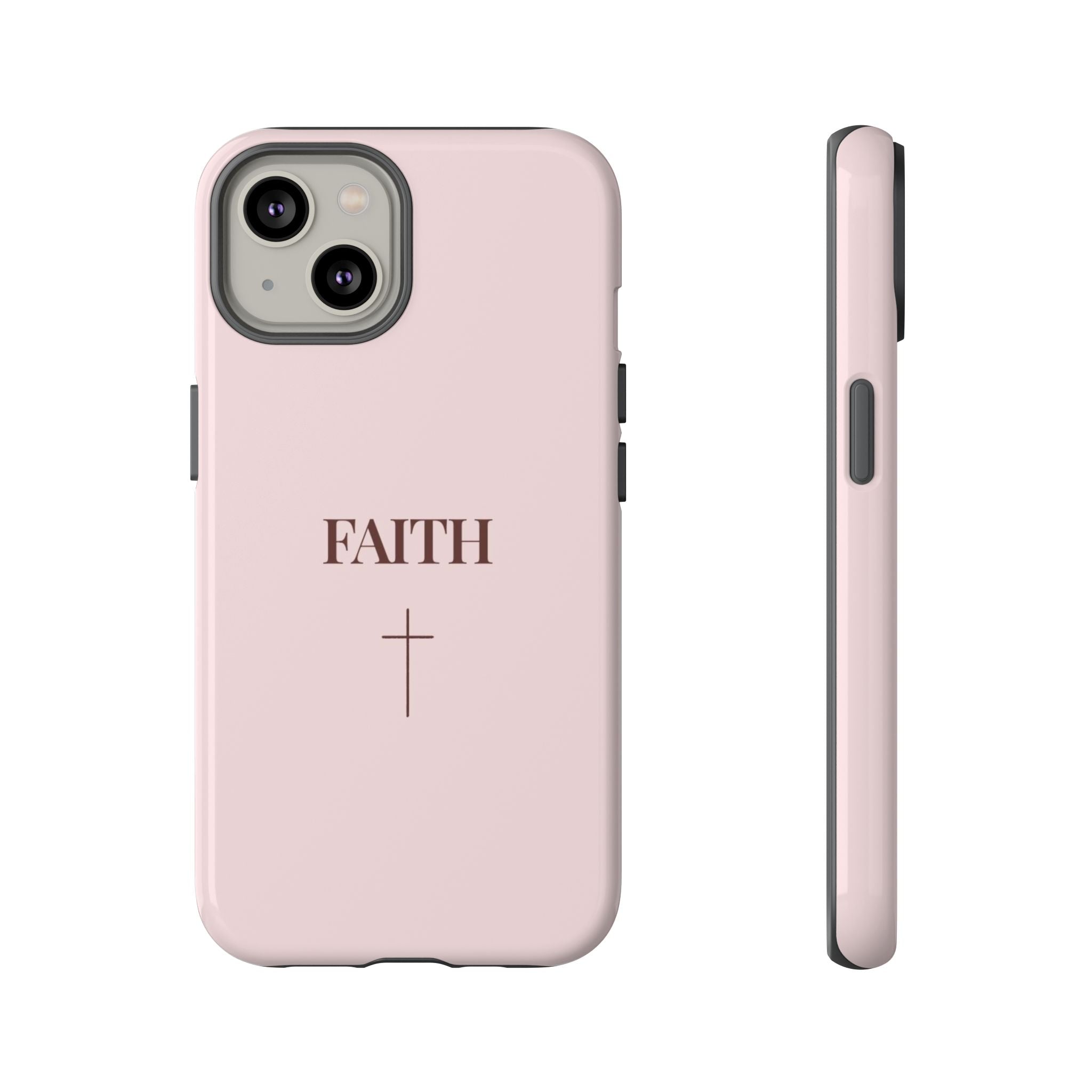 Faith Cross Tough Phone Case — Minimal Pink Christian iPhone Cover