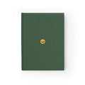 Green Smiley Hardcover Journal — Ruled Hardcover Notebook for Positive Notes & Daily Planning