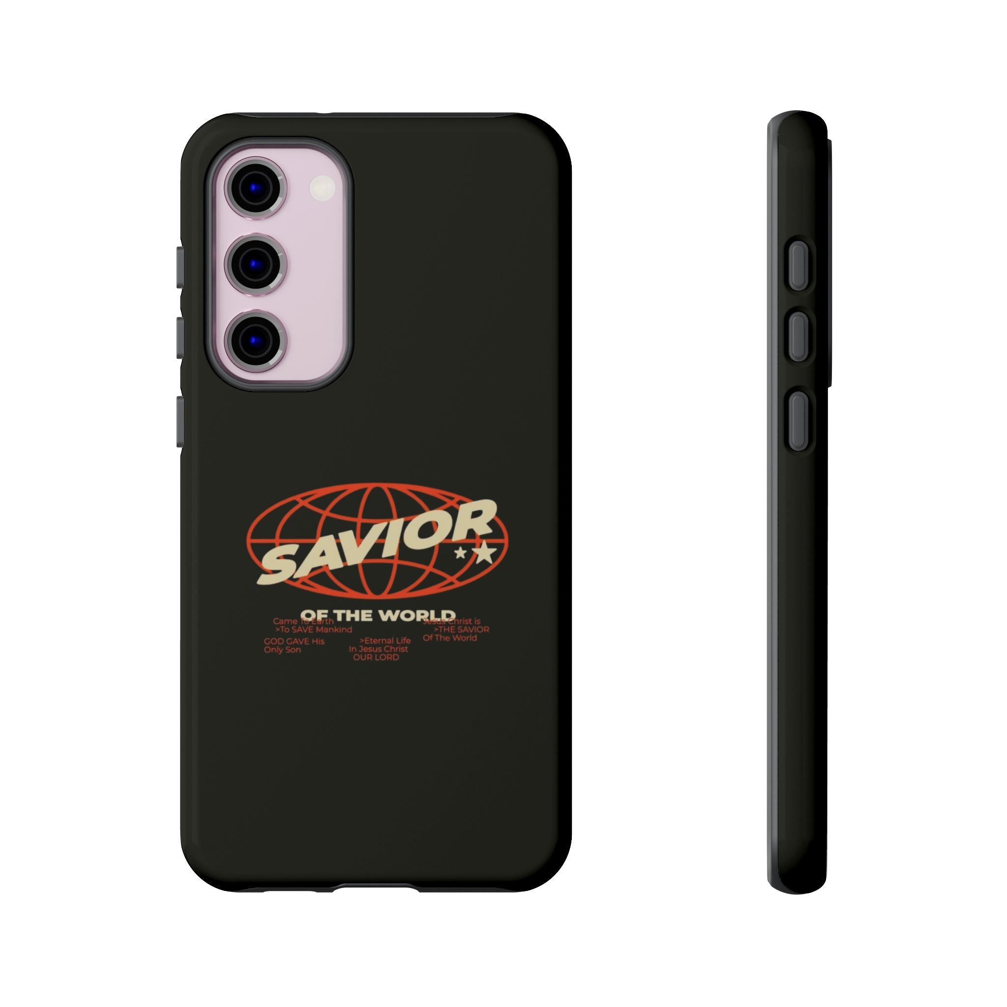 Savior of the World Black Protective Phone Case — Retro Globe Design