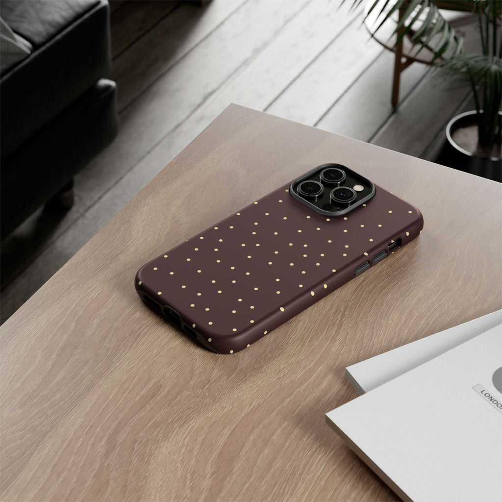 Brown Gold Polka Dot Tough Phone Case