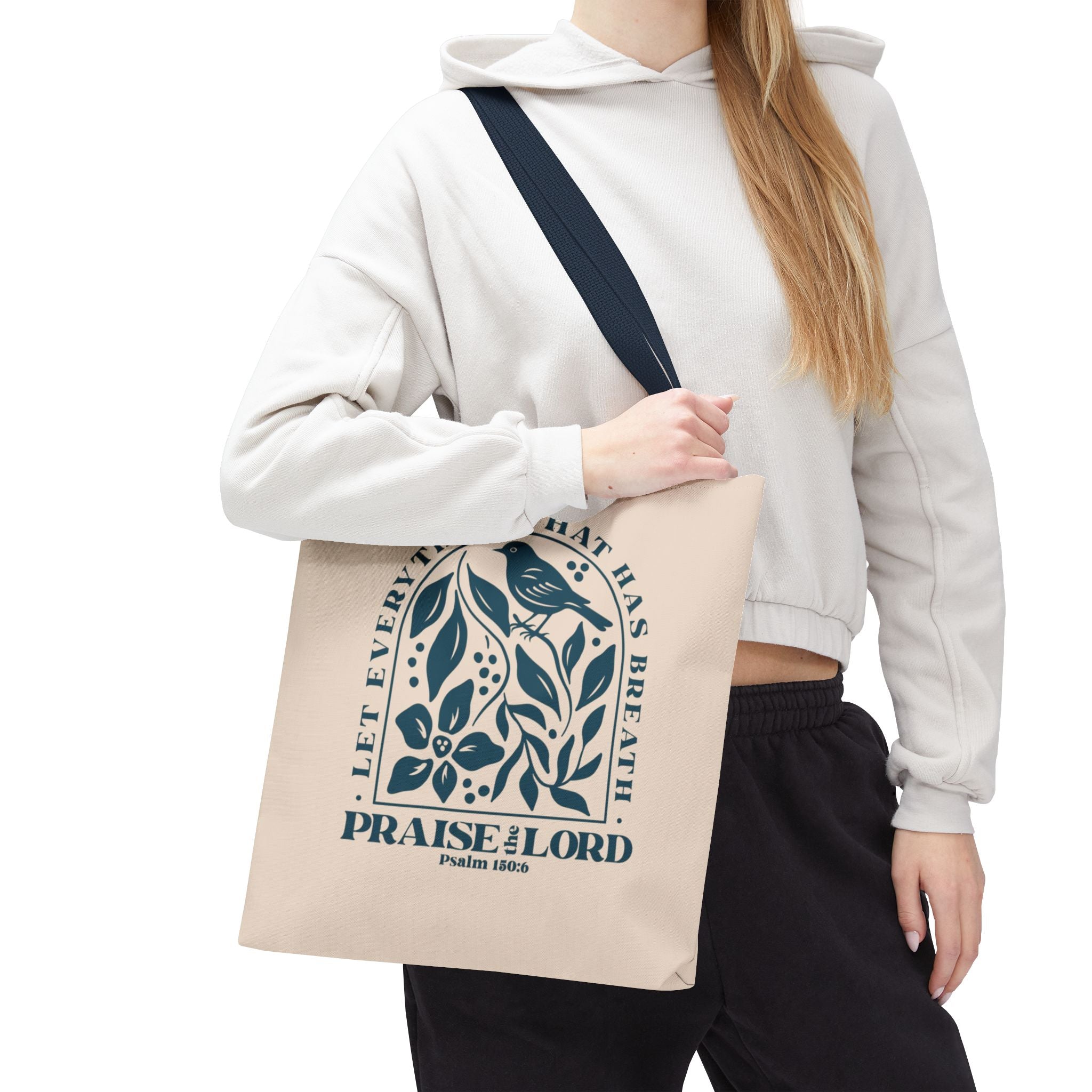 "Praise the Lord" Floral Psalm 150:6 Tote Bag