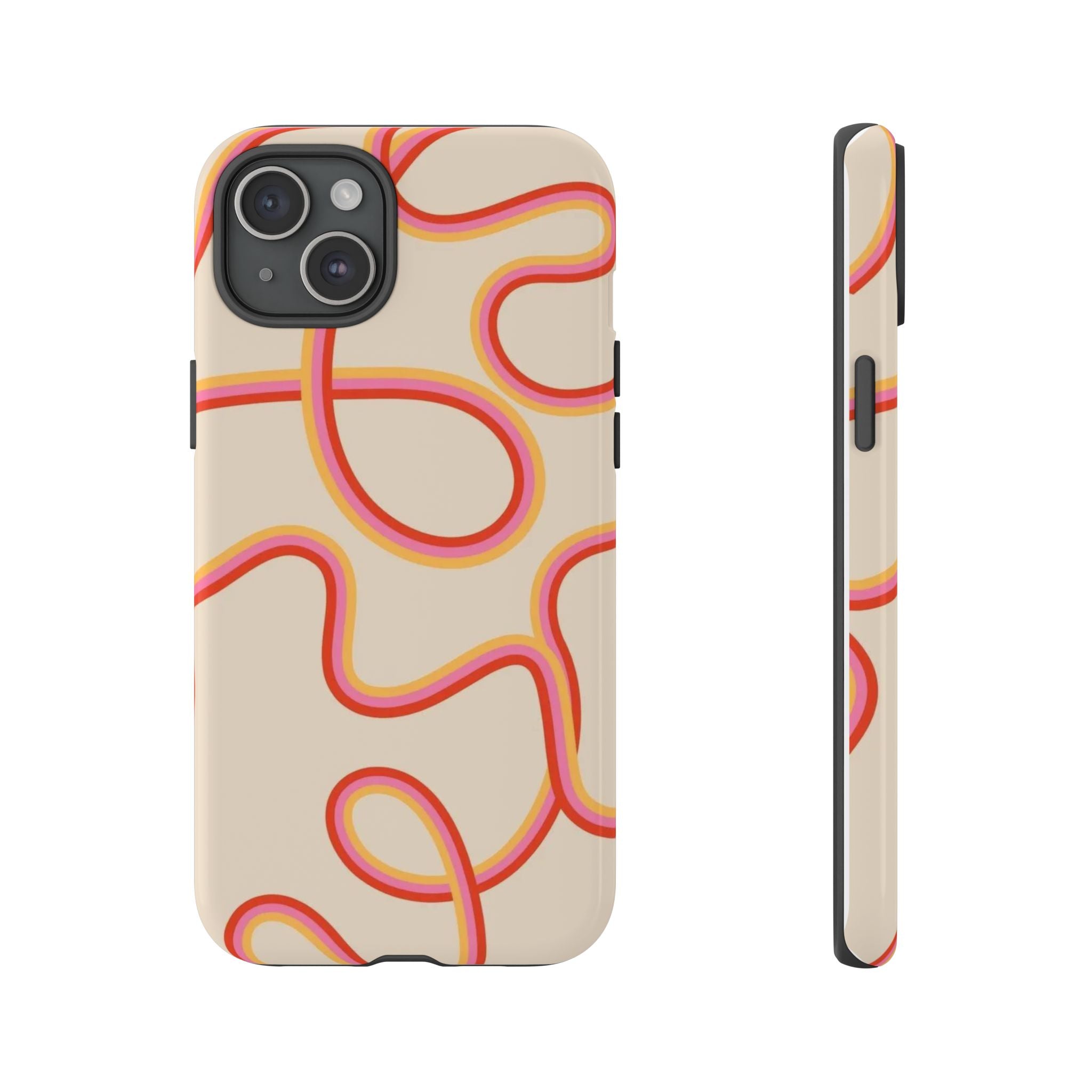 Retro Loop Pattern iPhone Case – Peach & Sunset Abstract Tough Case