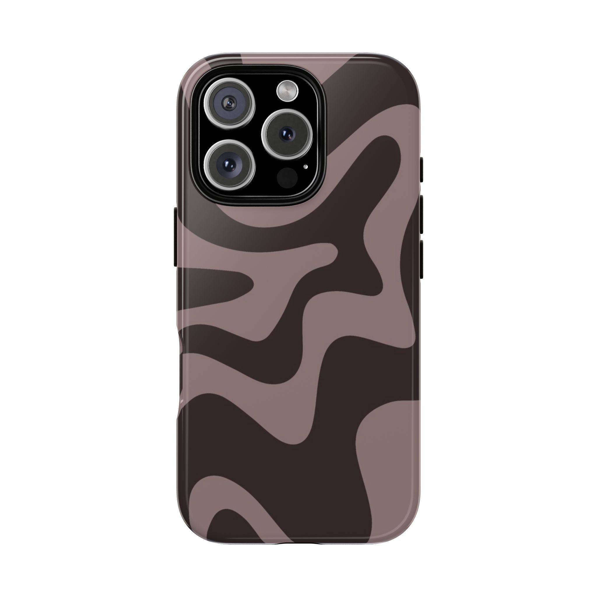 Camouflage Swirl iPhone Case — Matte Brown Abstract Camo Protective Cover