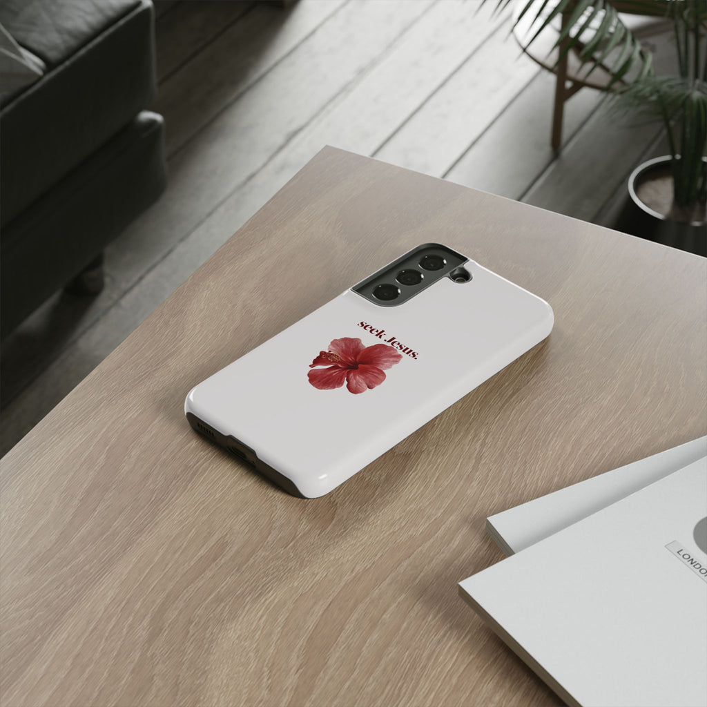 "seek Jesus." Floral Tough Protective Case