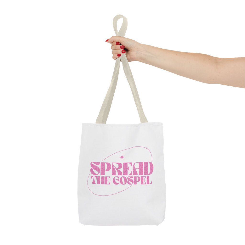 Spread the Gospel Tote Bag — Pink Retro Canvas Tote