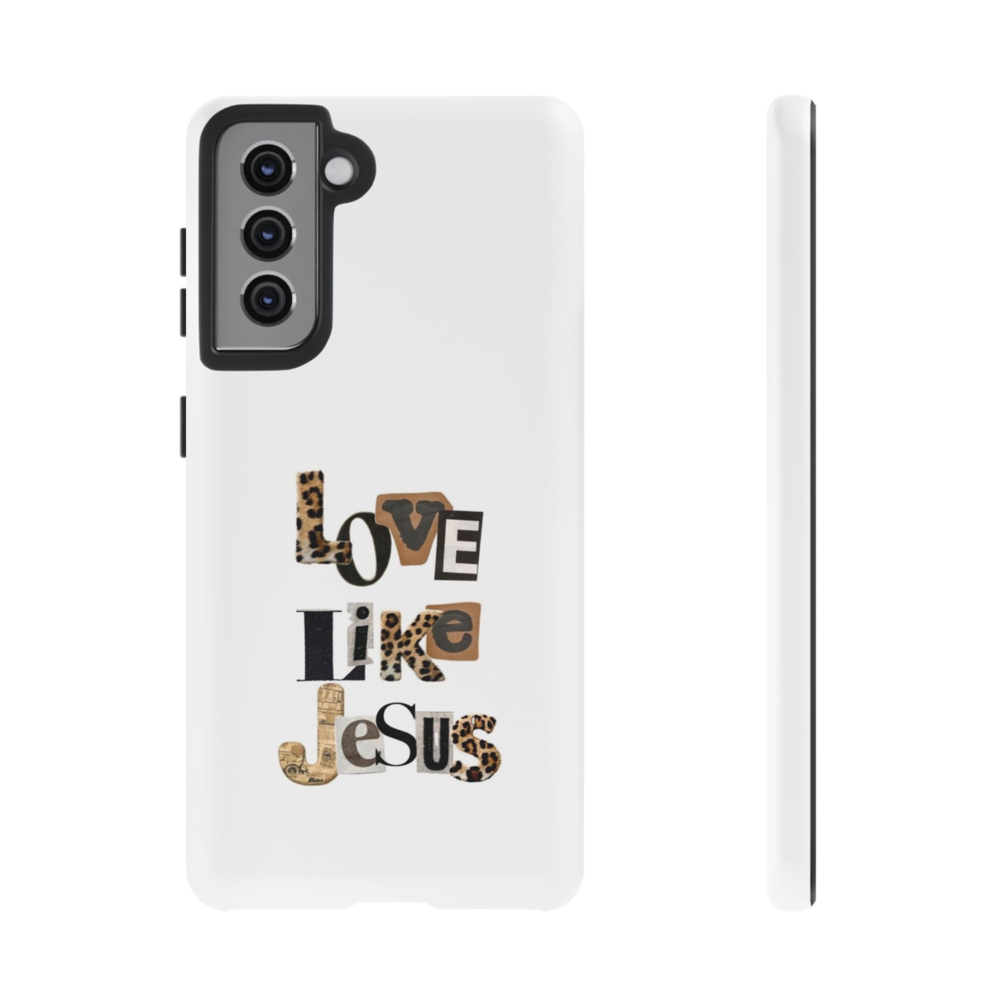 "Love Like Jesus" Leopard Print Christian Tough Phone Case