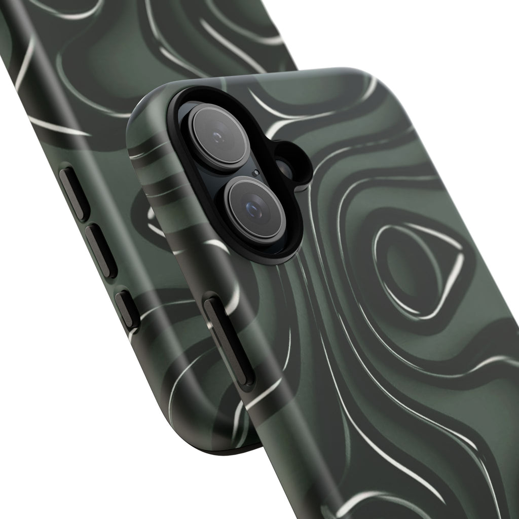 Dark Green Abstract Swirl Tough Phone Case