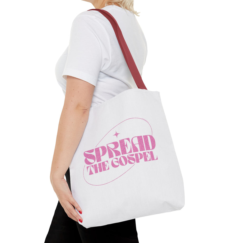 Spread the Gospel Tote Bag — Pink Retro Canvas Tote