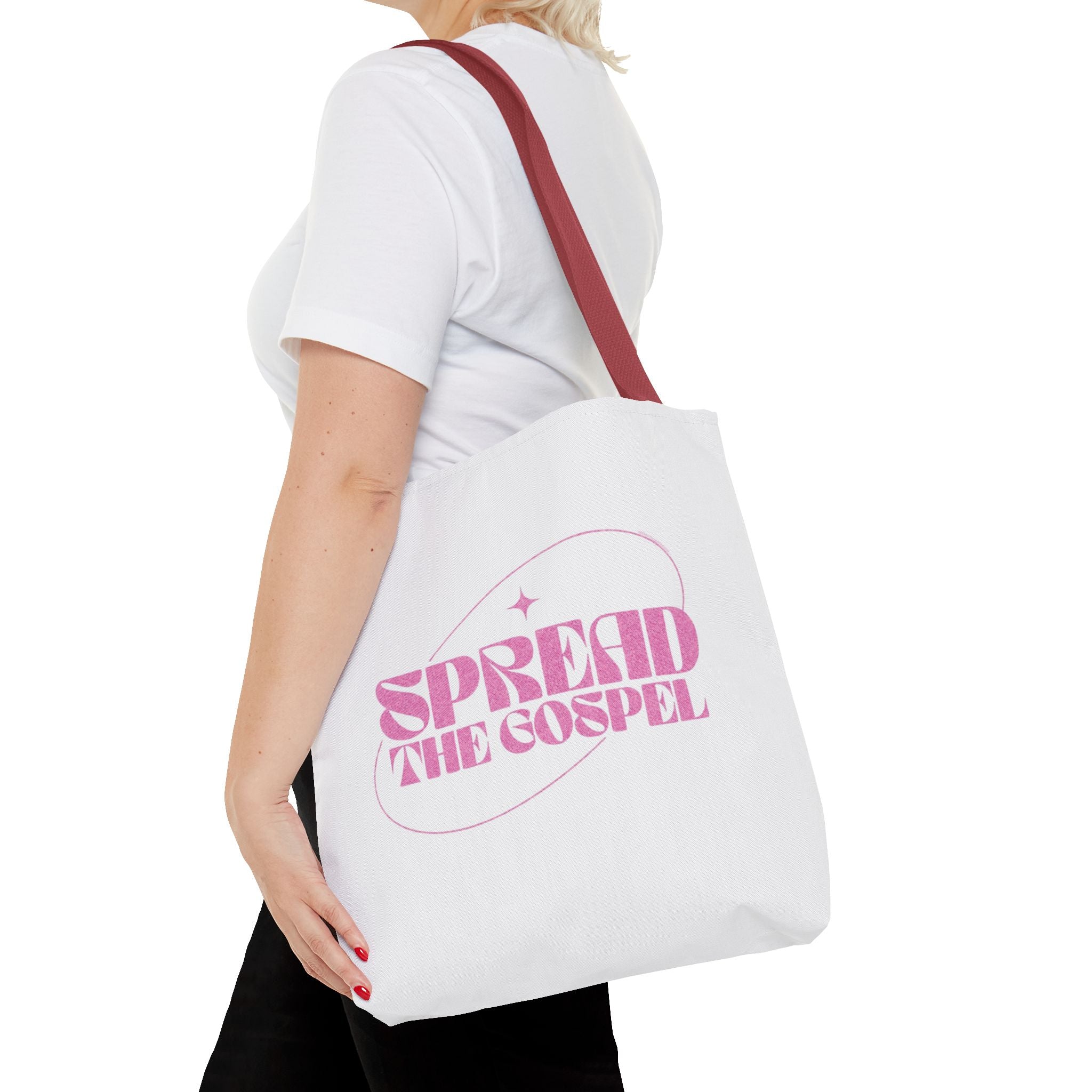 Spread the Gospel Tote Bag — Pink Retro Canvas Tote
