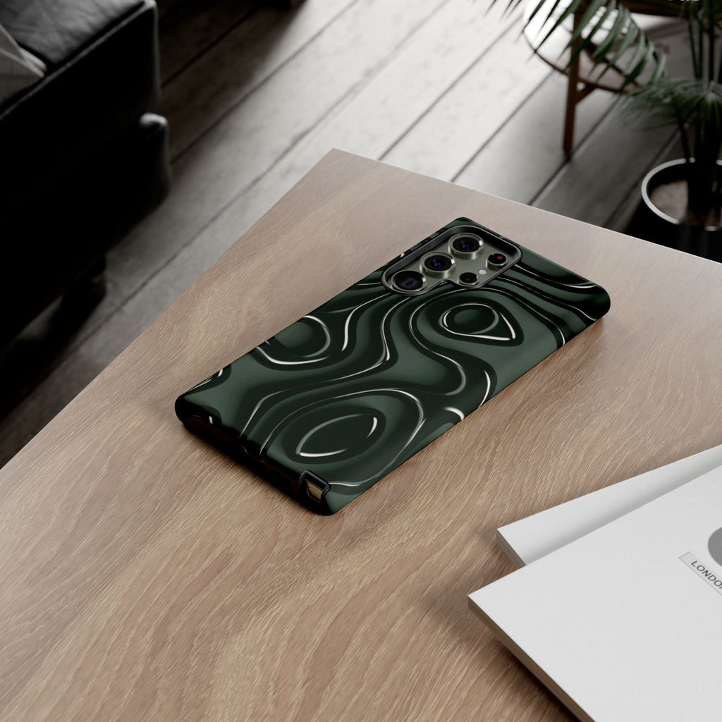 Dark Green Abstract Swirl Tough Phone Case