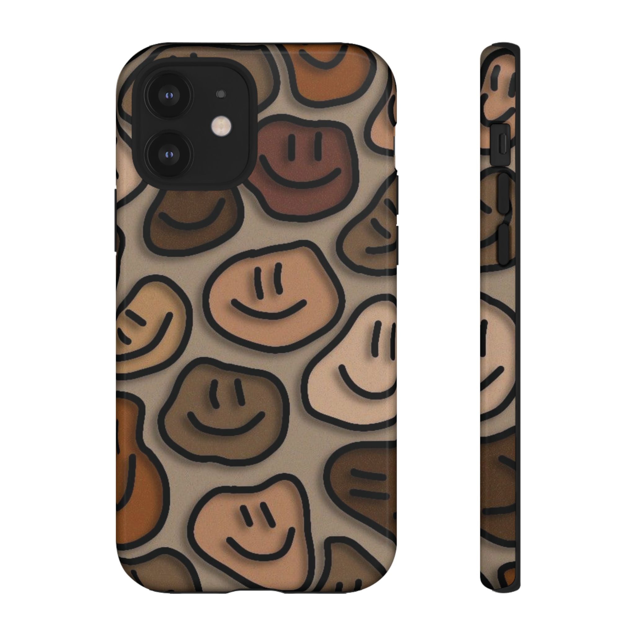 Smiley Faces iPhone Case — Neutral Brown Diverse Smiles Protective Cover
