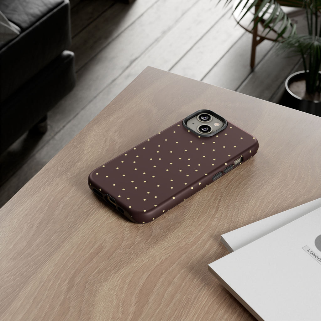 Brown Gold Polka Dot Tough Phone Case