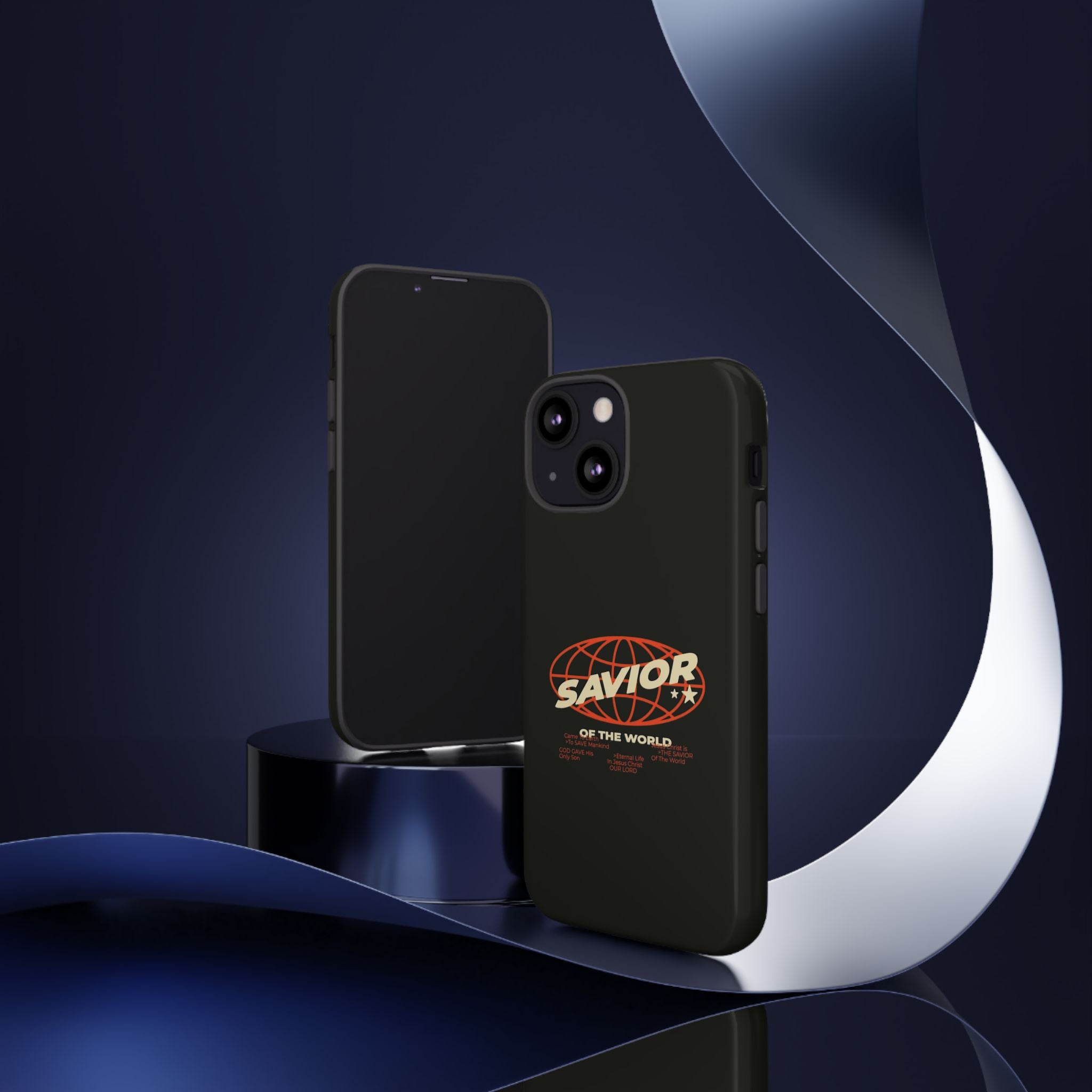 Savior of the World Black Protective Phone Case — Retro Globe Design