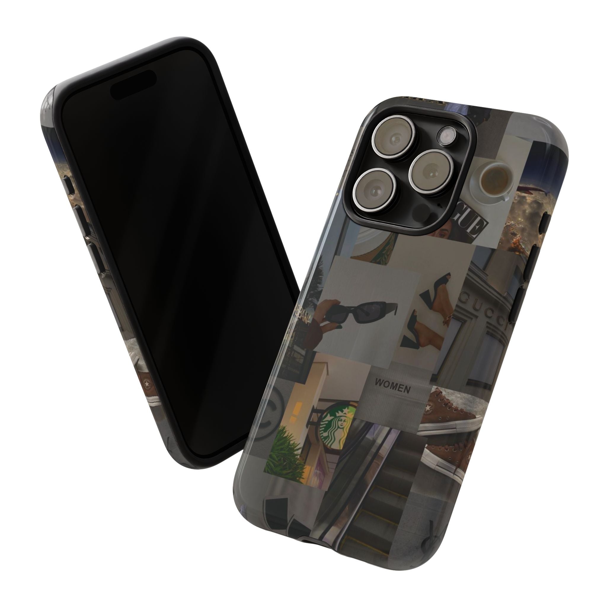 Collage Aesthetic Tough iPhone Case — Chic Cafe & Fashion Mood Board