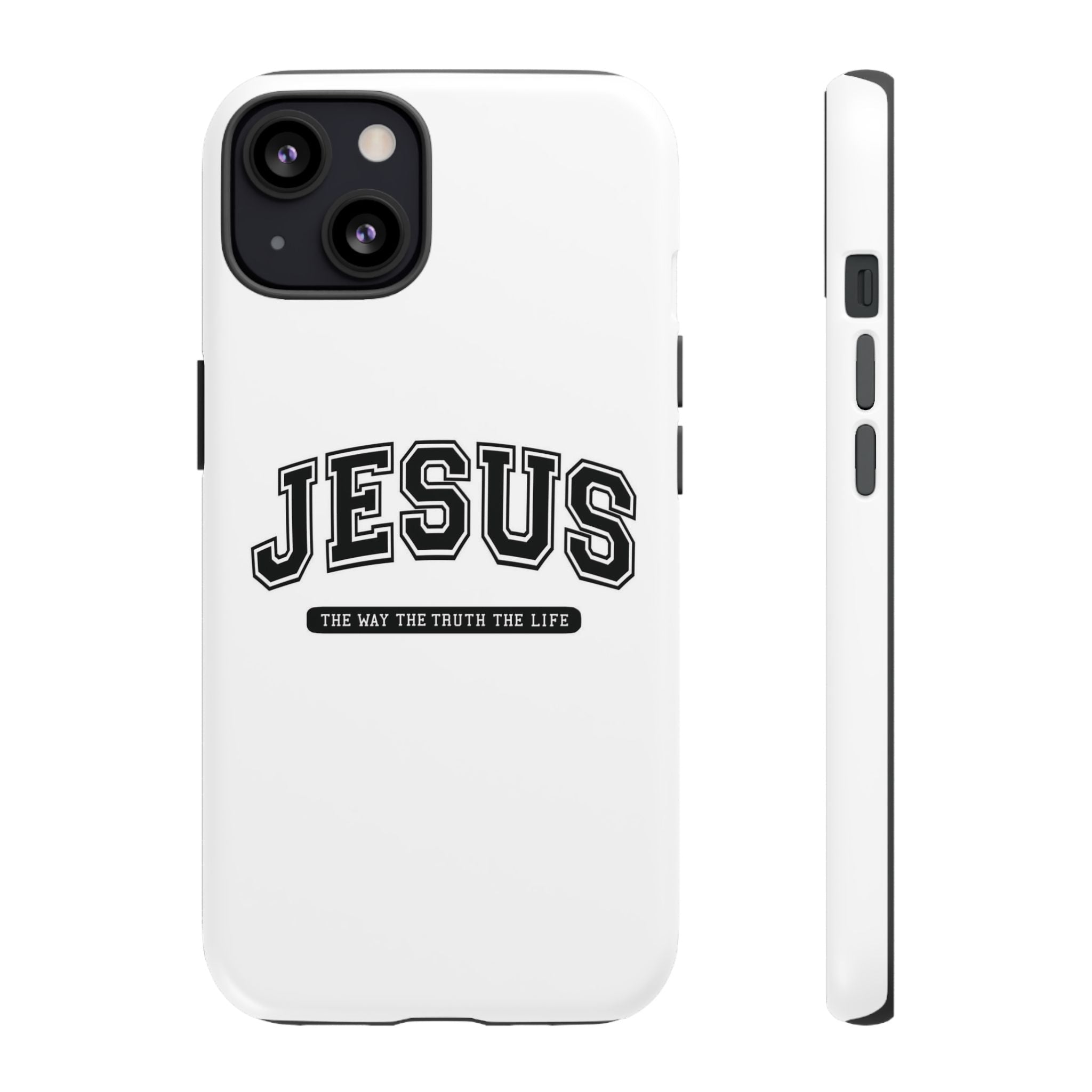 Jesus varsity phone case — 'Jesus: The Way The Truth The Life' tough protective cover