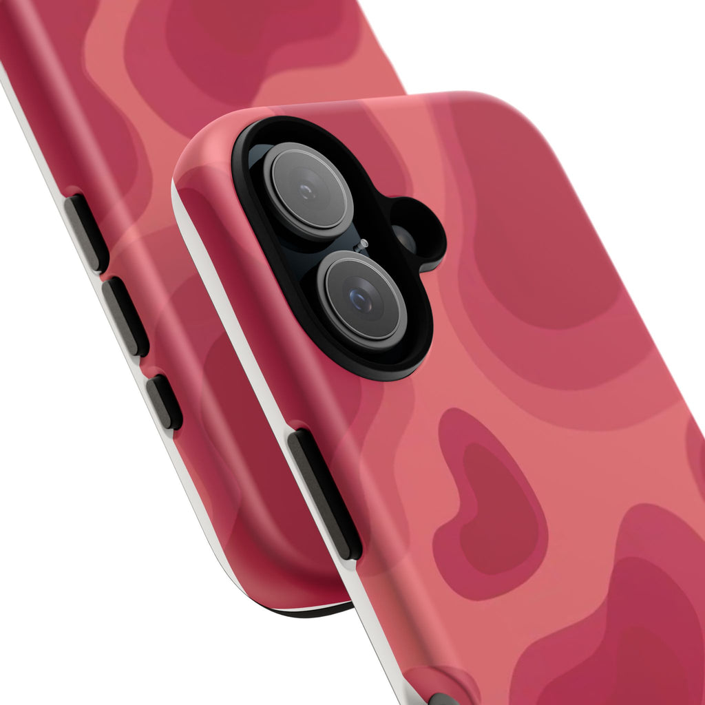 Red Pink Camo iPhone Case — Abstract Heart Pattern Tough Protective Cover