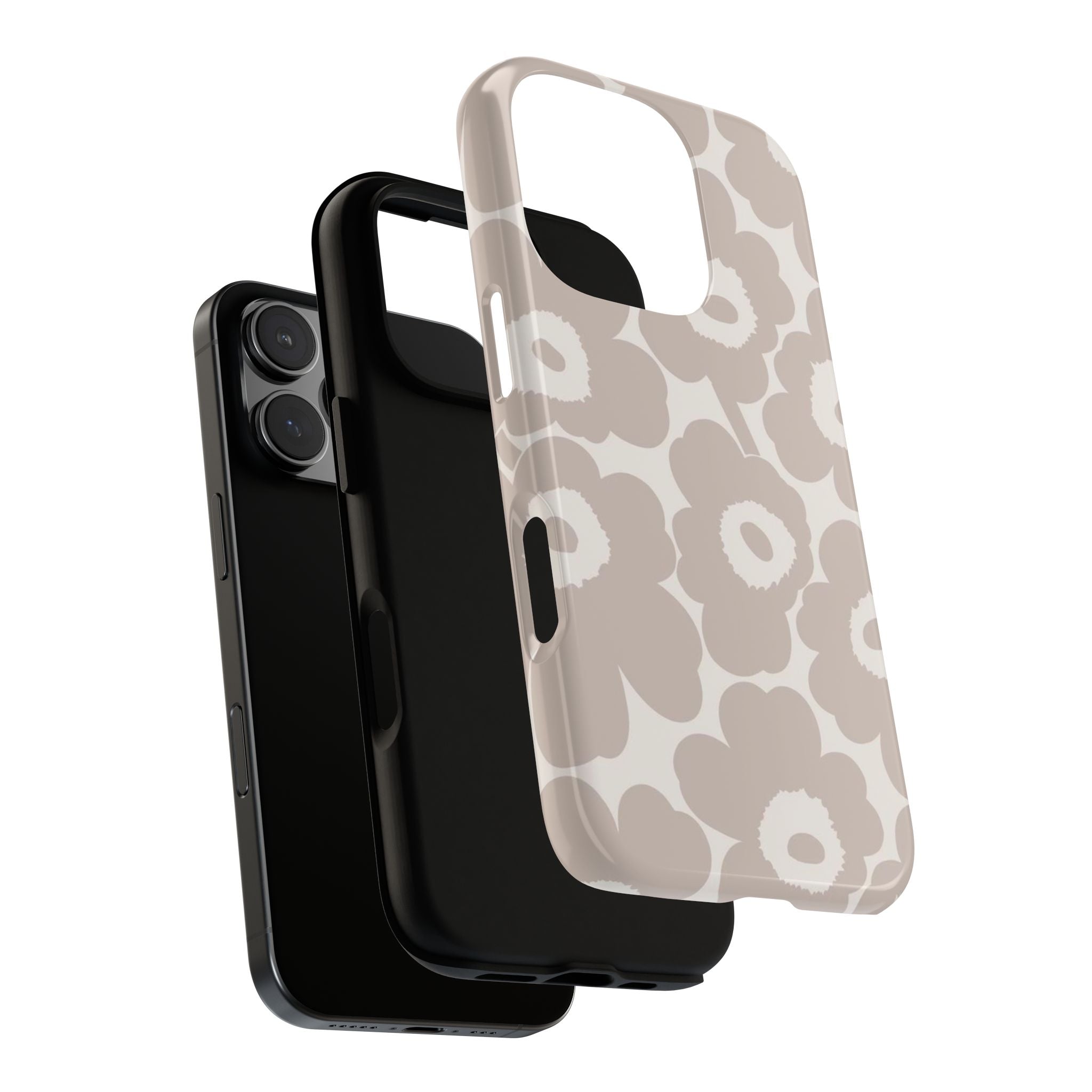 Floral Tough iPhone Case — Neutral Beige Poppy Protective Cover