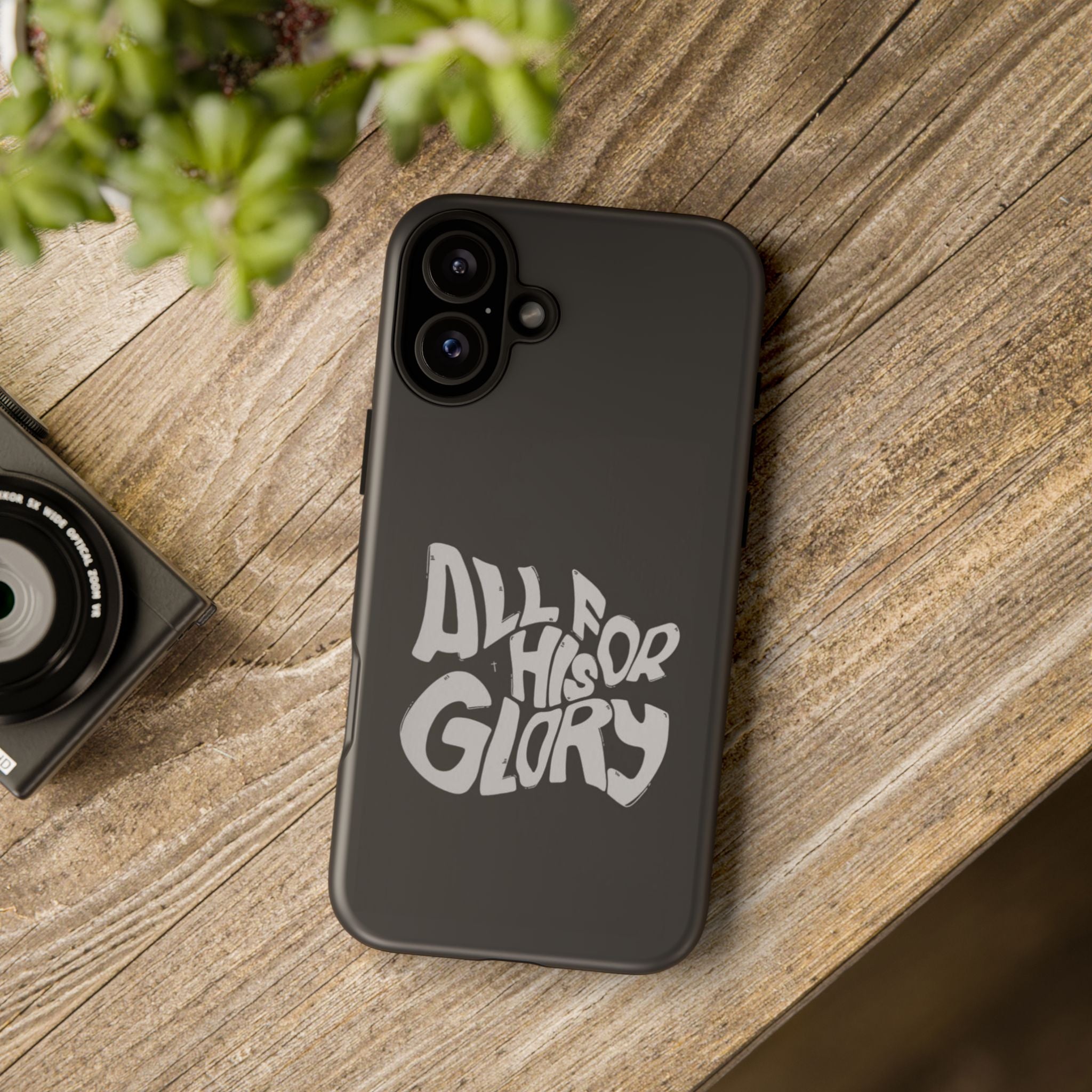 All For His Glory Phone Case — Christian Faith Script Protective Cover