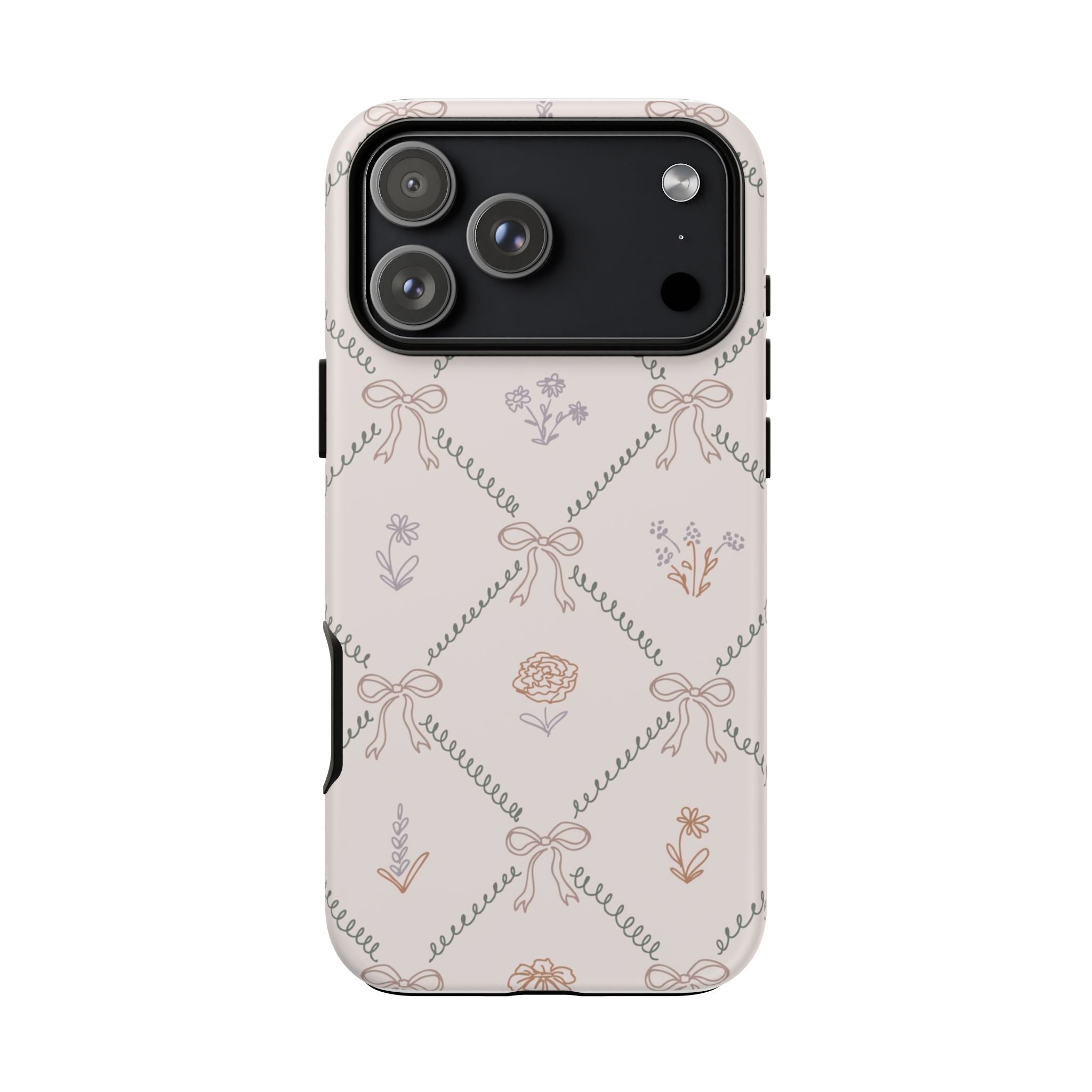 Floral Bow Pattern Tough iPhone Case