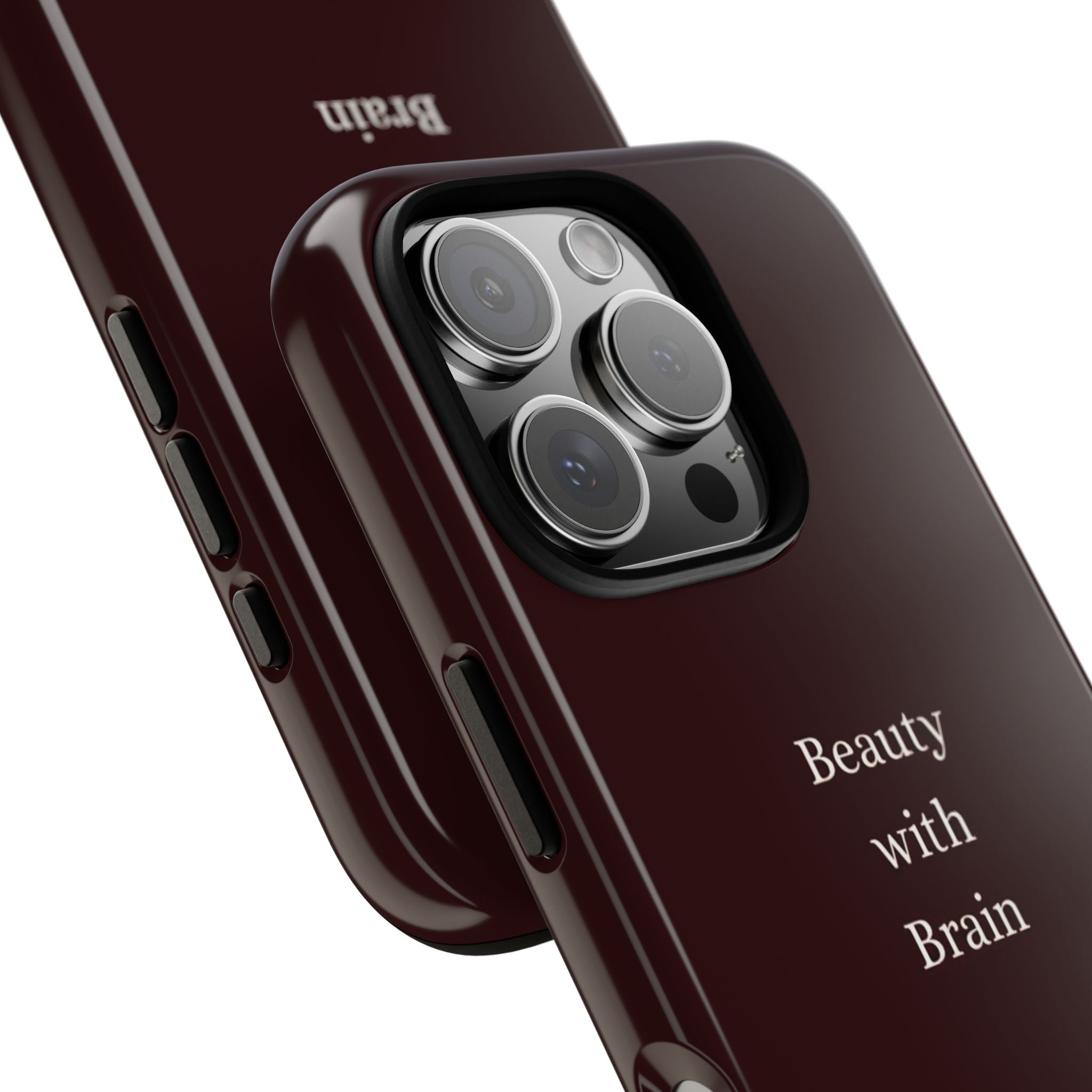 Tough Case — "Beauty with Brain" Protective iPhone Case (Sleek Maroon)