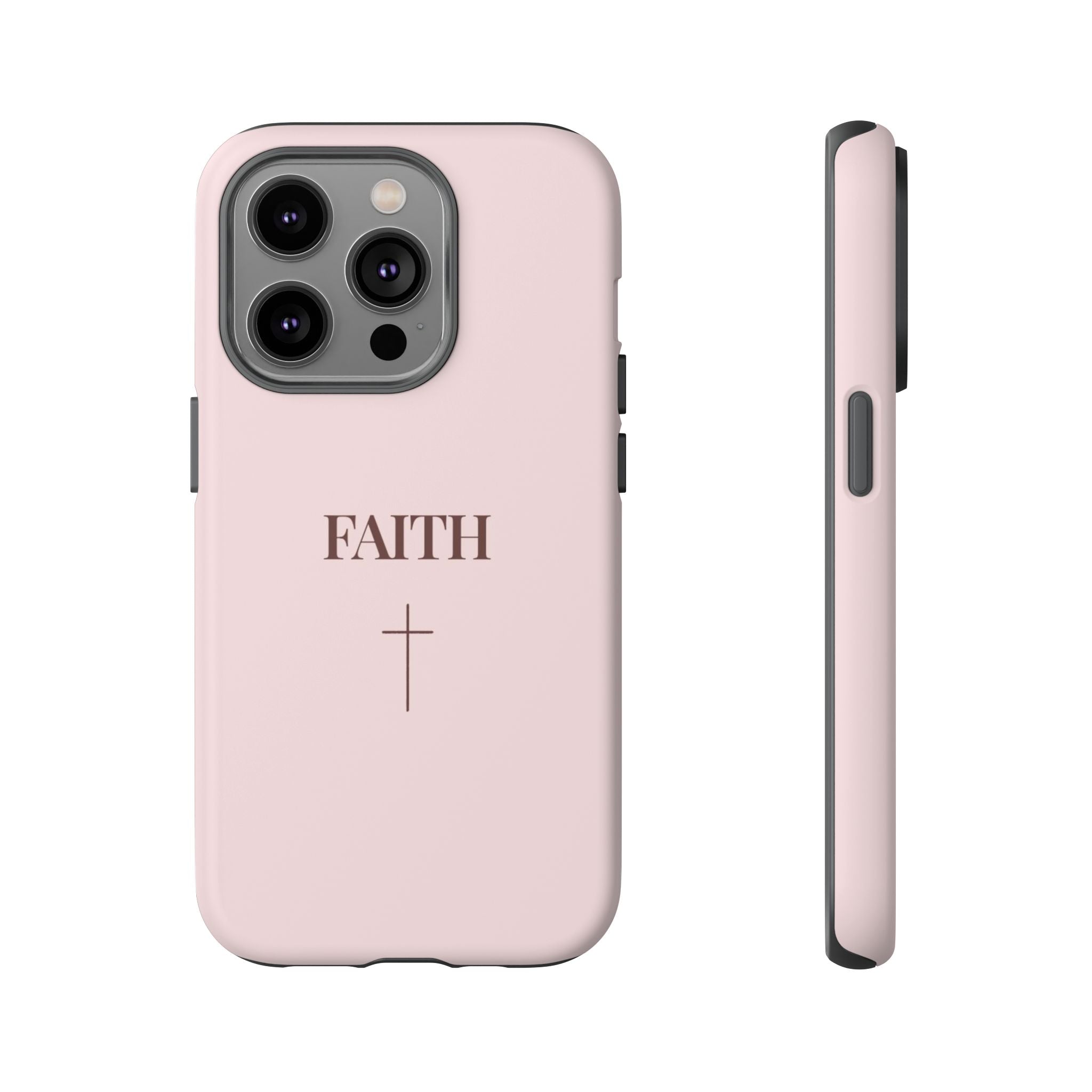 Faith Cross Tough Phone Case — Minimal Pink Christian iPhone Cover
