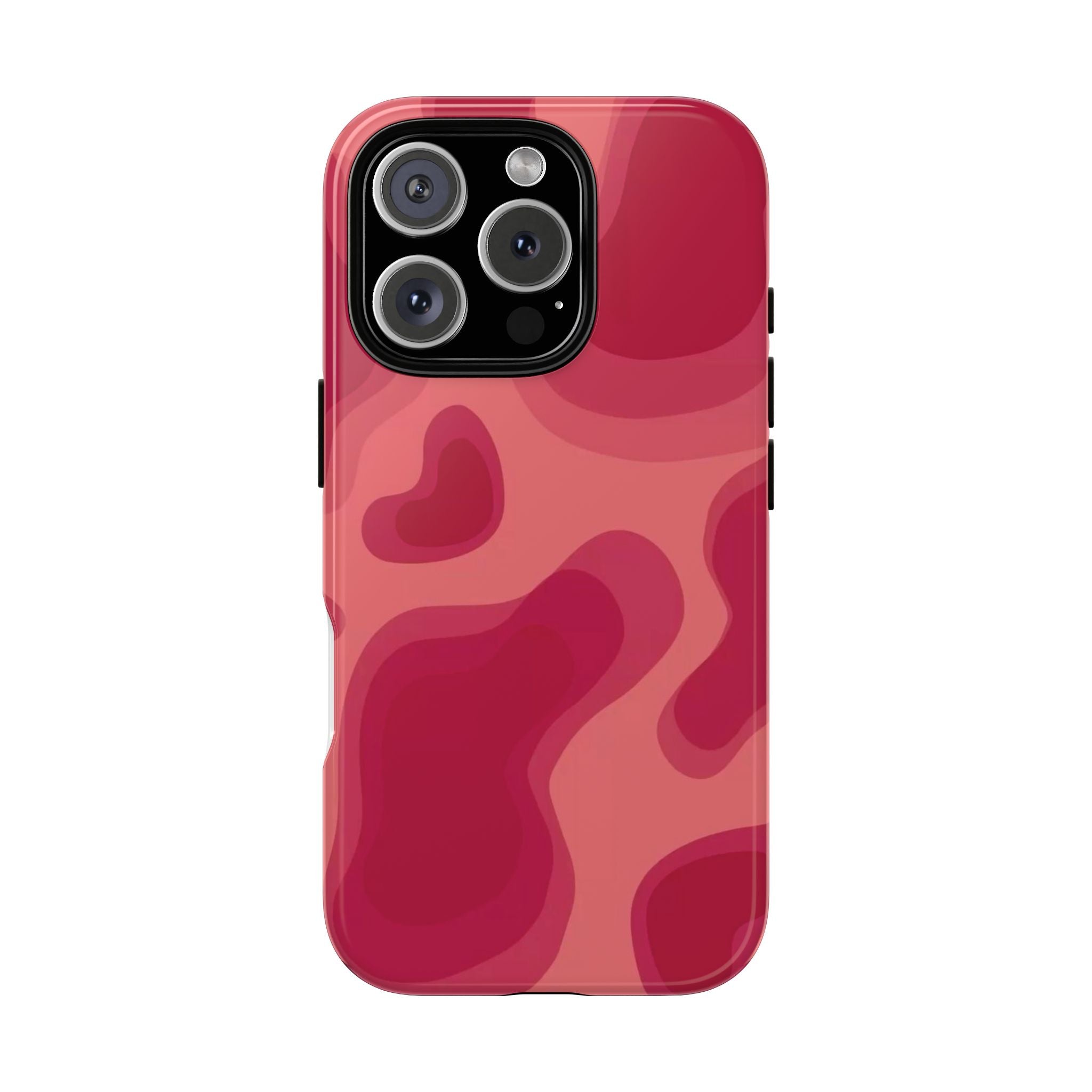 Red Pink Camo iPhone Case — Abstract Heart Pattern Tough Protective Cover