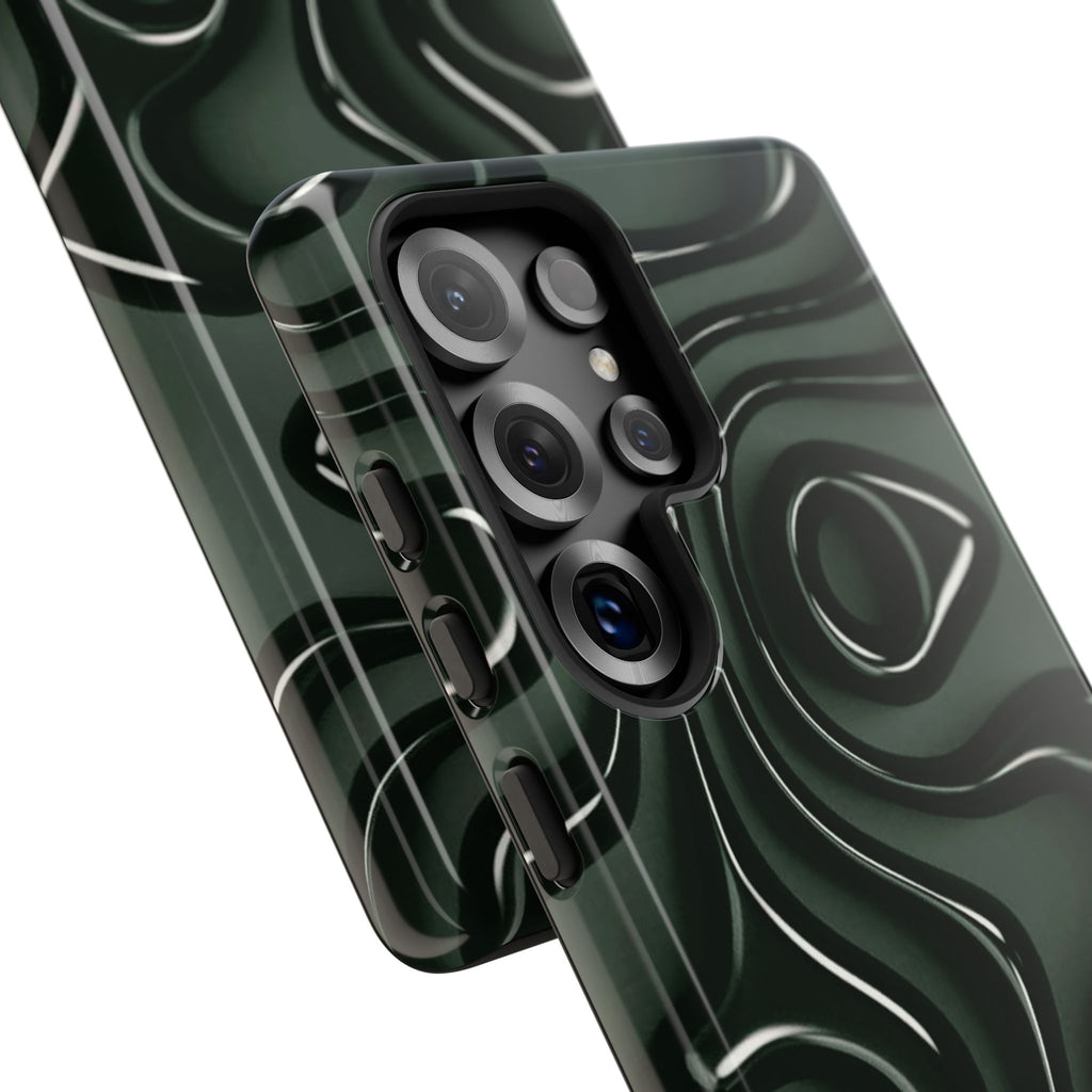 Dark Green Abstract Swirl Tough Phone Case
