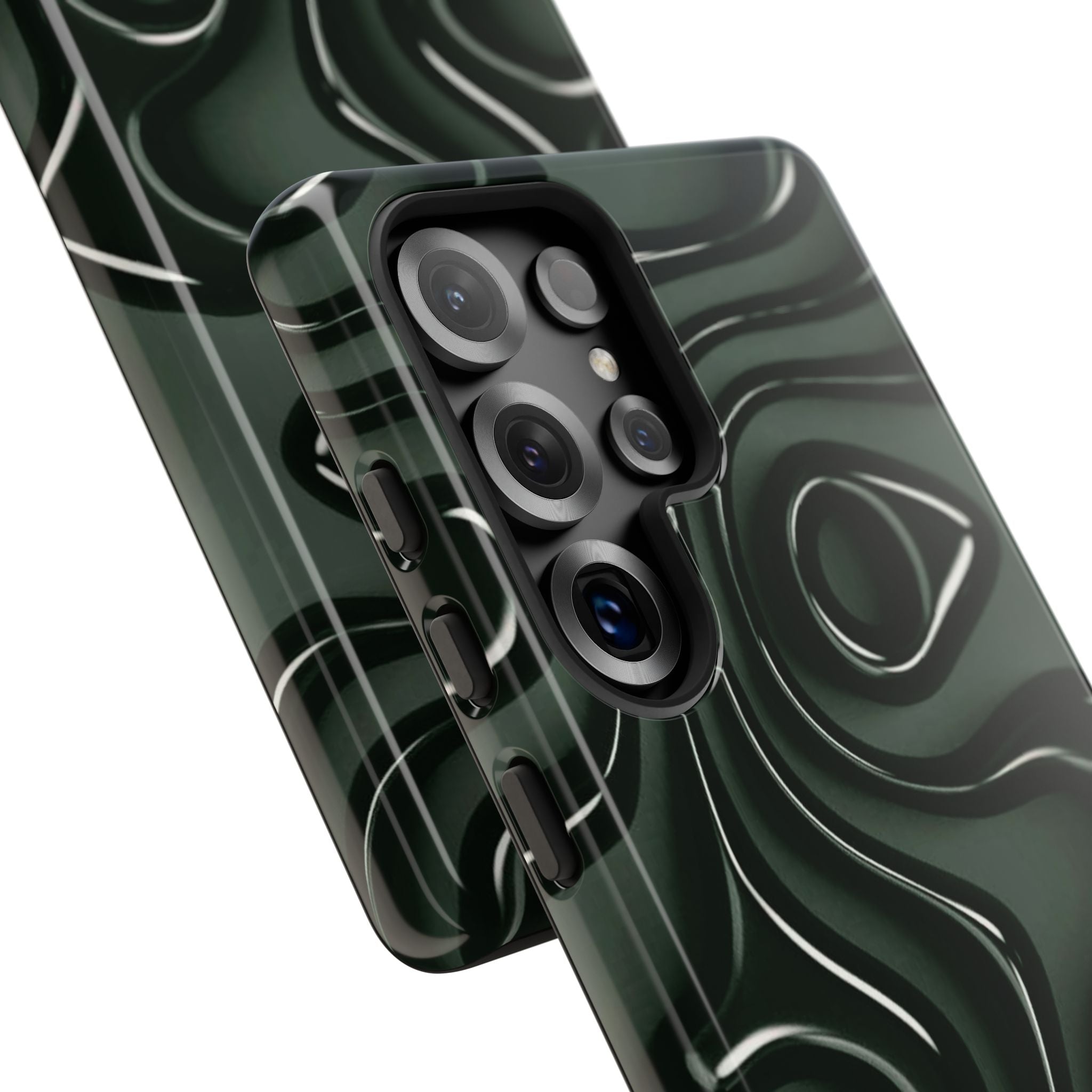 Dark Green Abstract Swirl Tough Phone Case
