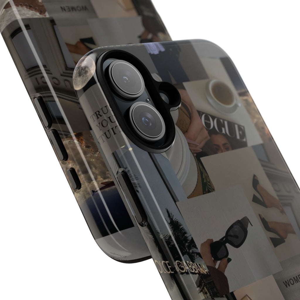 Collage Aesthetic Tough iPhone Case — Chic Cafe & Fashion Mood Board