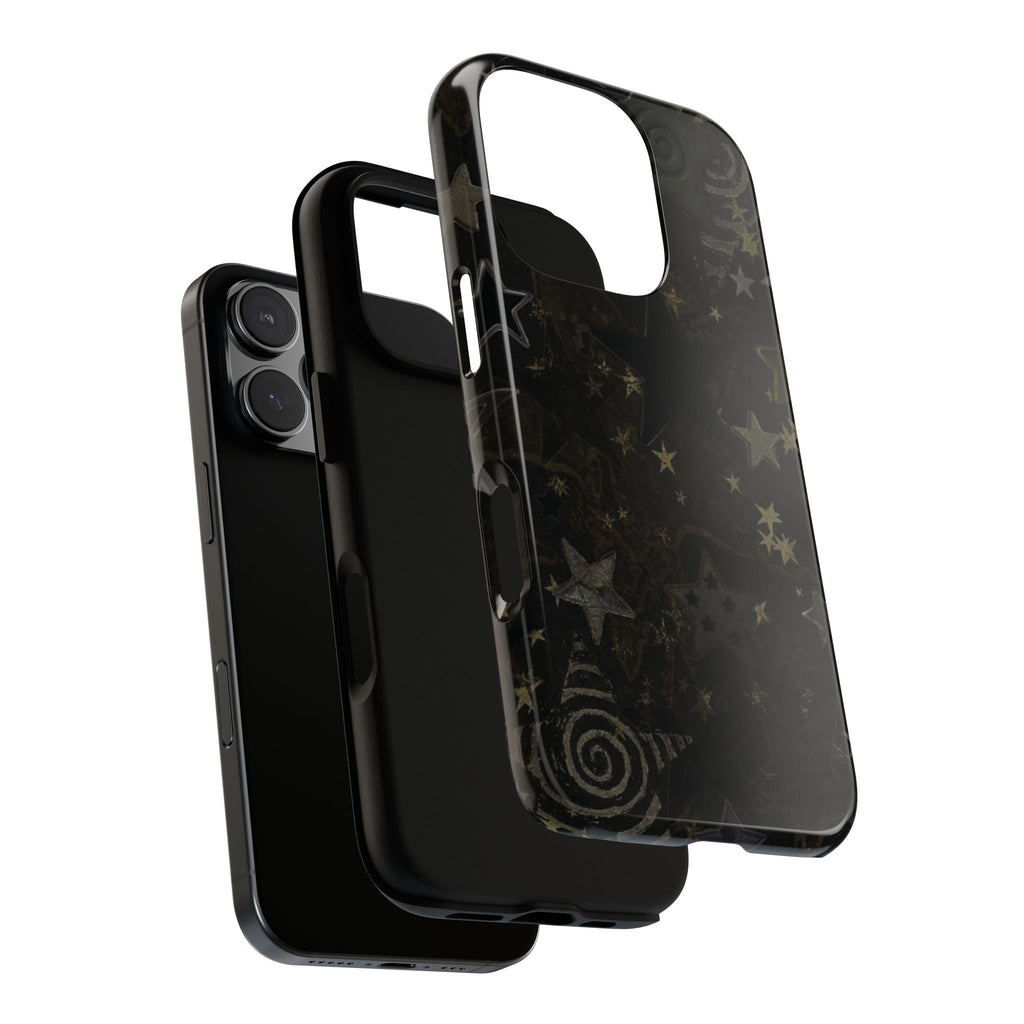 Black Starry iPhone Case – Protective Tough Case with Subtle Galaxy Pattern