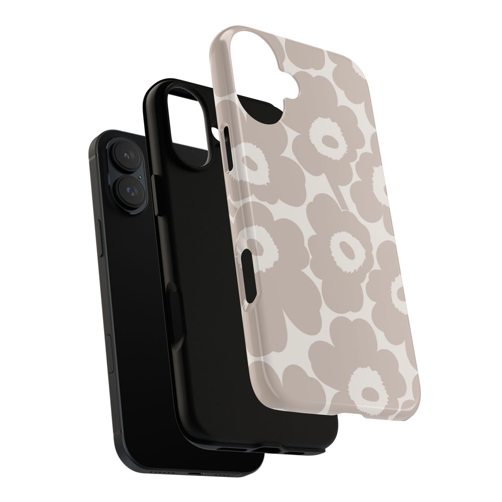 Floral Tough iPhone Case — Neutral Beige Poppy Protective Cover