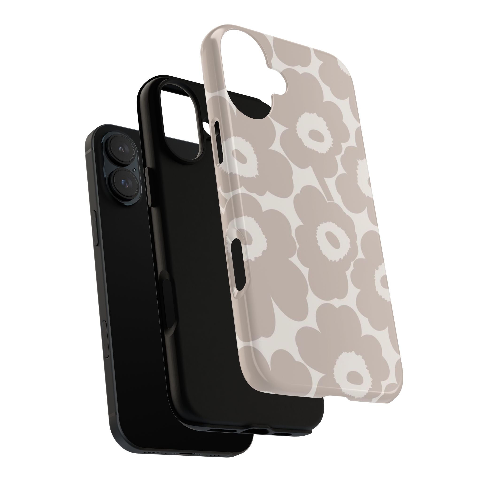 Floral Tough iPhone Case — Neutral Beige Poppy Protective Cover