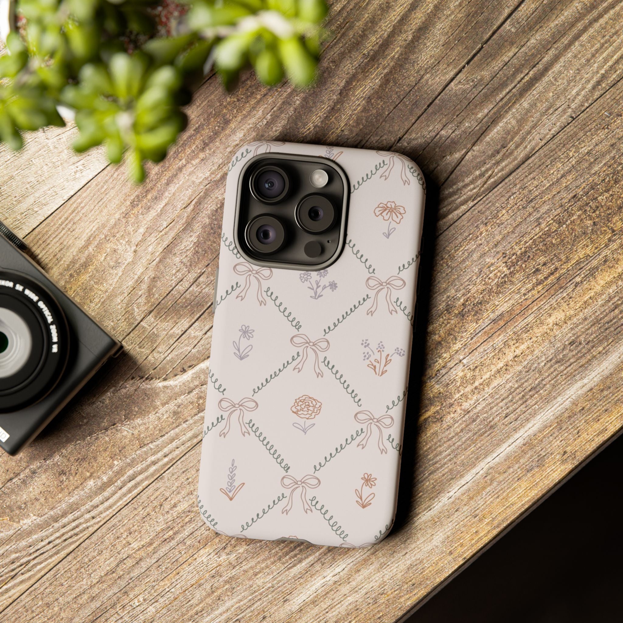 Floral Bow Pattern Tough iPhone Case