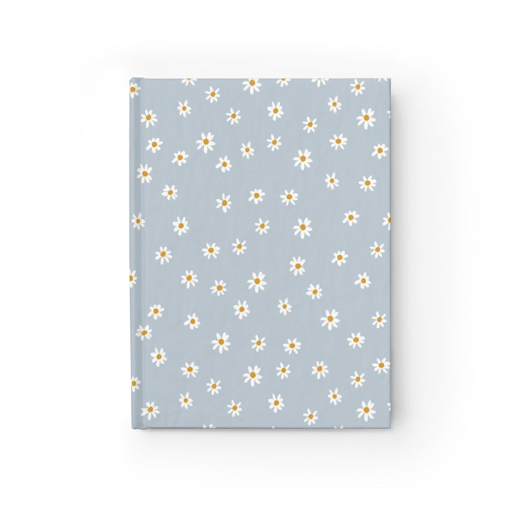 Hardcover Ditsy Daisy Ruled Journal — Soft Blue Floral Notebook for Notes & Daily Planning
